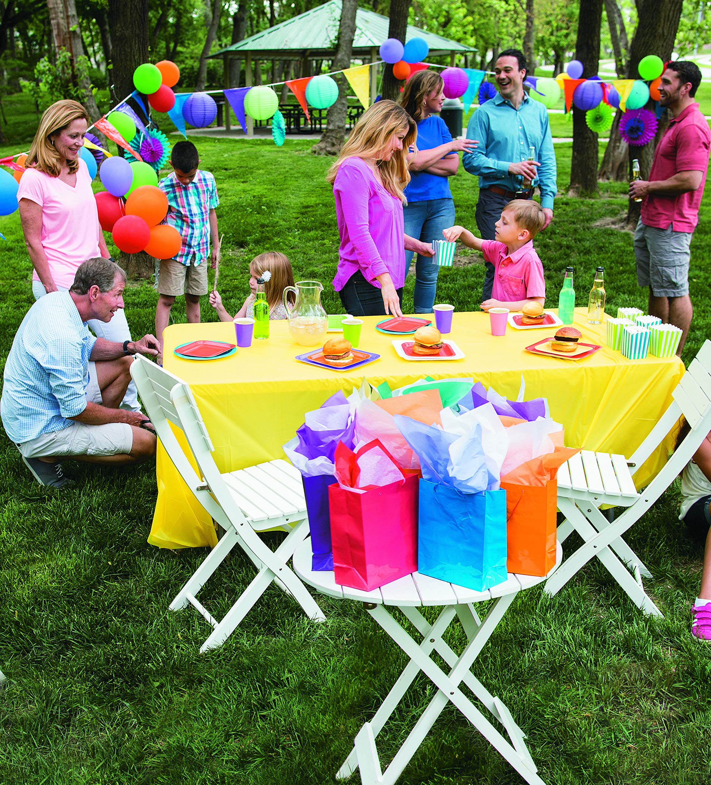 Fun Express Medium NEON Gift Bags - Vibrant Party Favor Bags for Birthdays, Baby Showers & Celebrations - Bulk Pack of 12