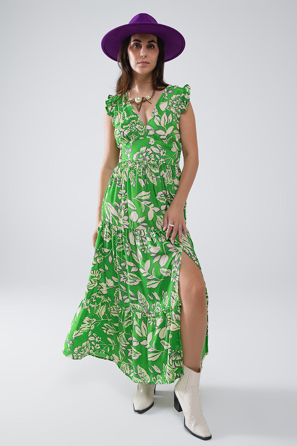 Elegant Floral Print Green Belted Long Robe for Women - Perfect for Spa, Loungewear, and Relaxing at Home