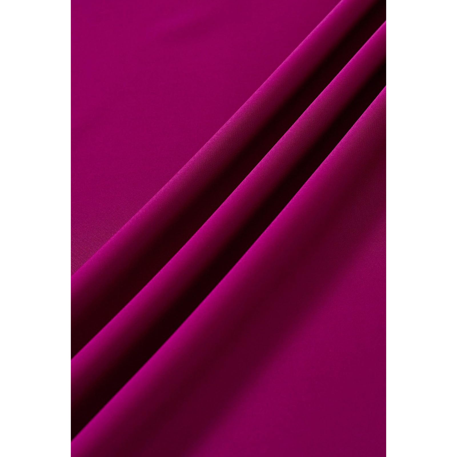 CHICWISH Women's Elegant Satin Long Sleeve Maxi Dress with Boat Neck & Wrapped Waist - Casual Magenta Spring Dress for Wedding Guest, Cocktail Party & Special Occasions