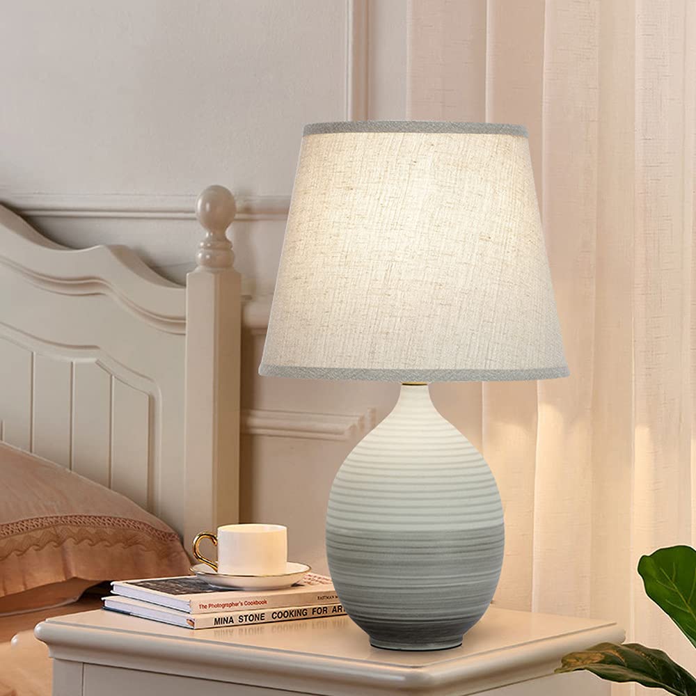 Handmade Glazed Ceramic Table Lamp - Stylish Bedside Lighting for Bedroom, Living Room, Study & Office | Nightstand Lamp with Fashionable Design