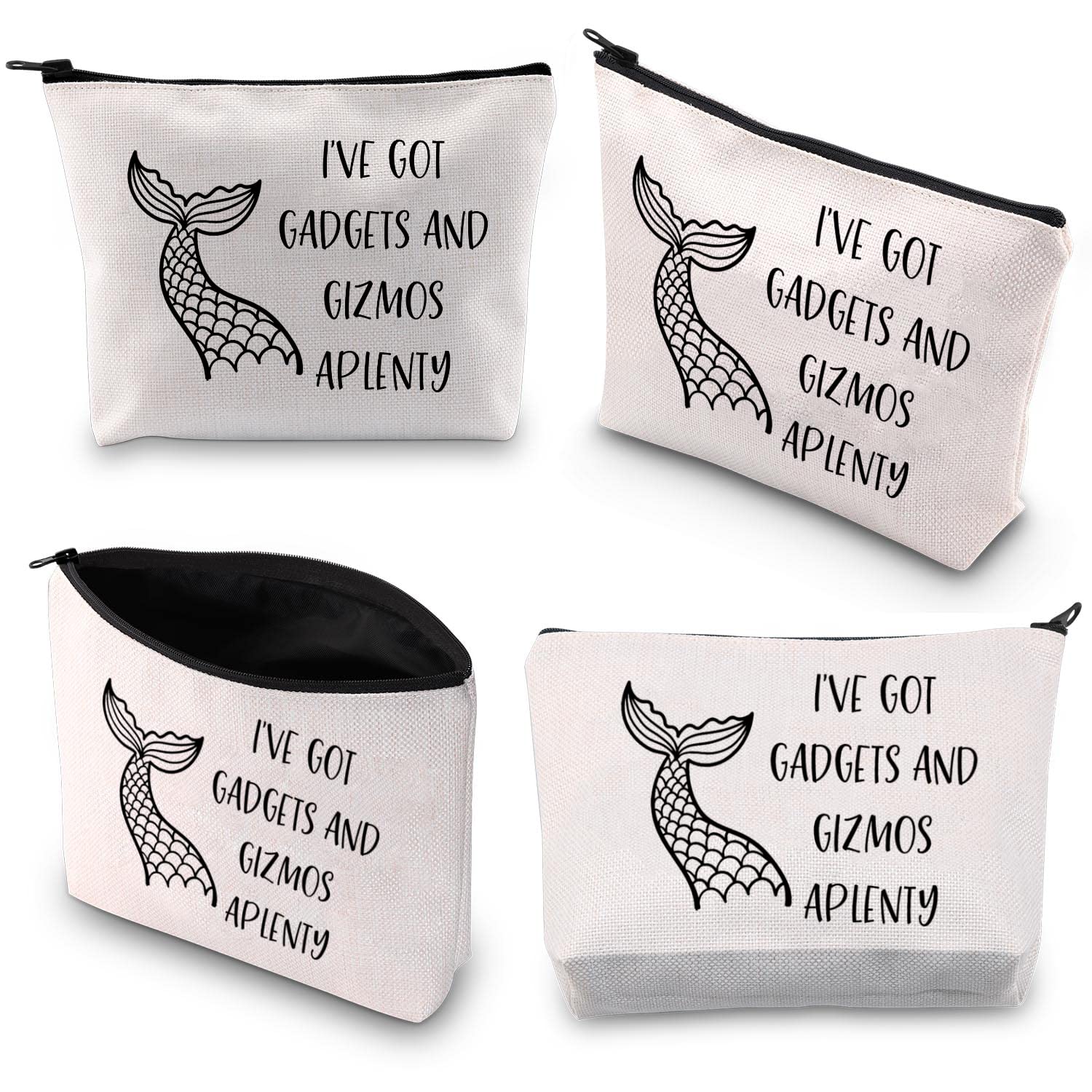 Mermaid Makeup Bag for Beach Lovers - Waterproof Cosmetic Pouch with 'I've Got Gadgets and Gizmos Aplenty' Design - Perfect Summer Vacation Gift for Women, Travel & Pool Accessories