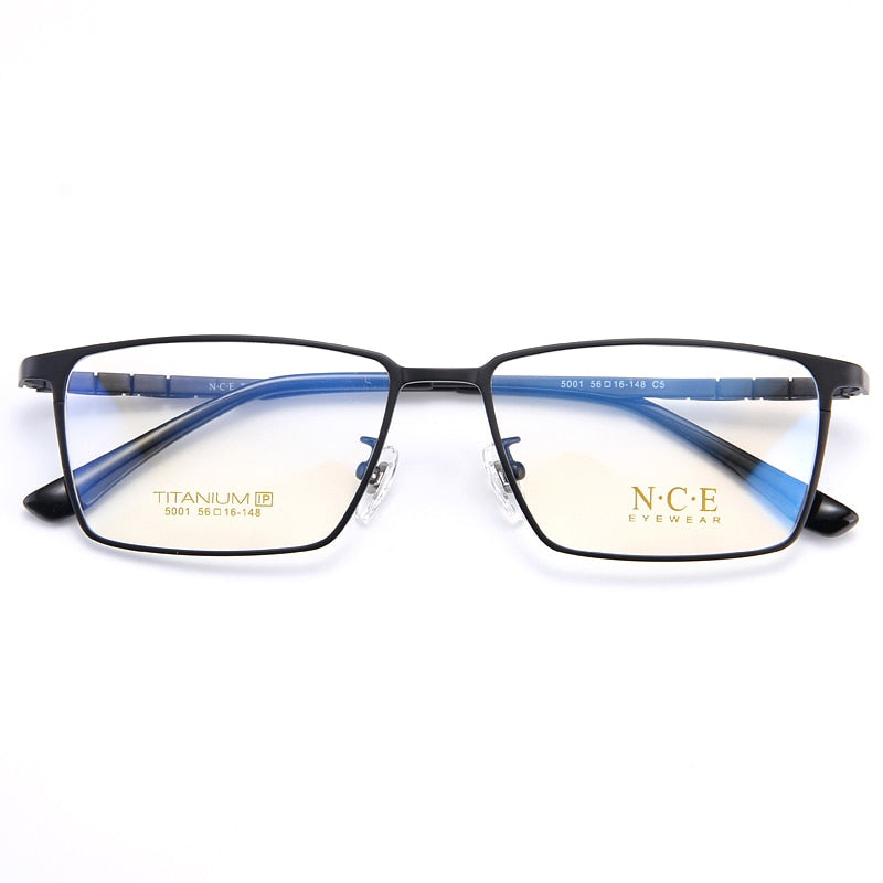 Bclear Men's Full Rim Square Titanium Eyeglasses Frame - Lightweight Durable My5001 for Work, Reading & Fashion