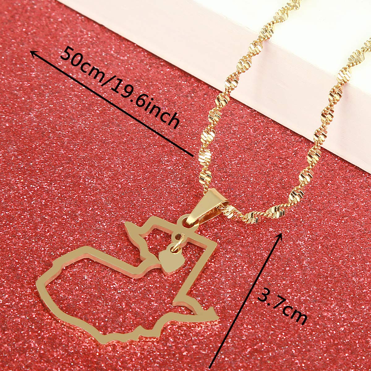 Stainless Steel Guatemala Map Pendant Necklace - Gold Tone Women's Jewelry with Heart-Shaped Guatemala Map Charm - Perfect for Travel Lovers, Gifts & Cultural Fashion Accessories