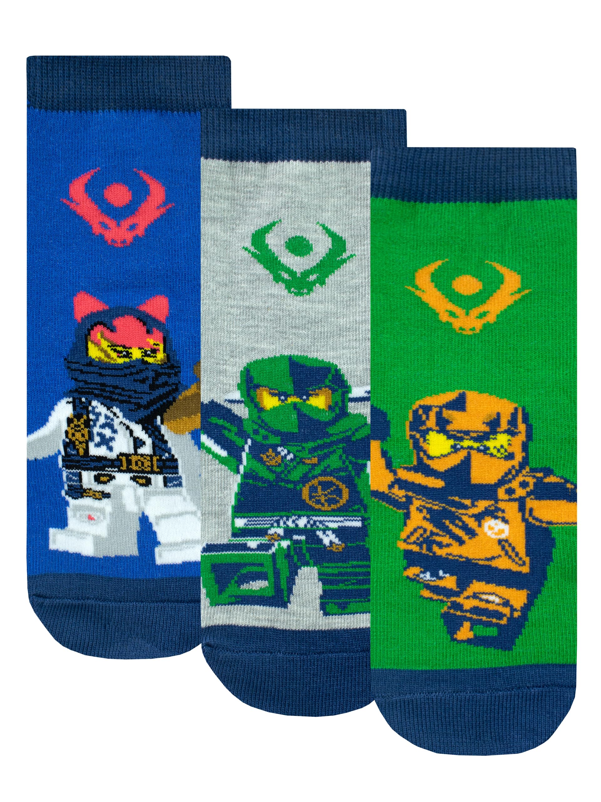 LEGO Ninjago Boys Socks 3 Pack - Cotton Ankle Socks for Kids | Comfortable Play Socks | Perfect for School, Sports & Ninja Costume Play