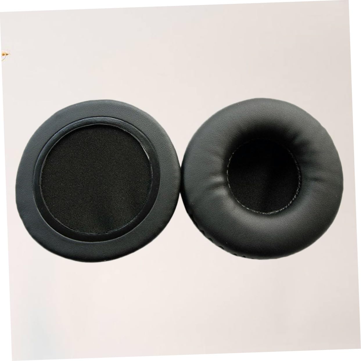 CAXUSD 2 Pack Round Leather Earphone Covers - Noise Reduction Headphone Pads, Comfortable Fit for Headphones (Black) | Perfect for Travel, Work & Home Use