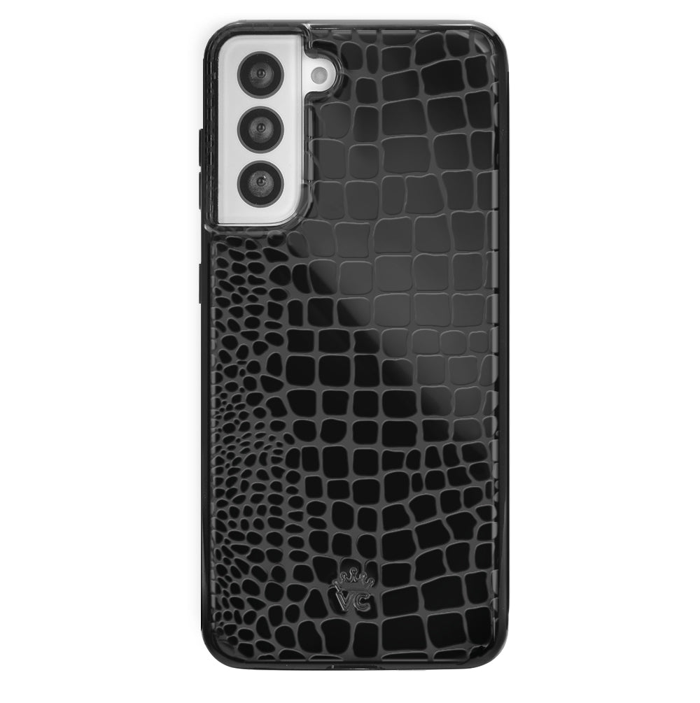 Samsung Galaxy Phone Case - Durable Black Crocodile Pattern Cover for Samsung S21/S20/S10/Note 20 - Stylish & Protective Phone Case for Everyday Use, Work & Travel