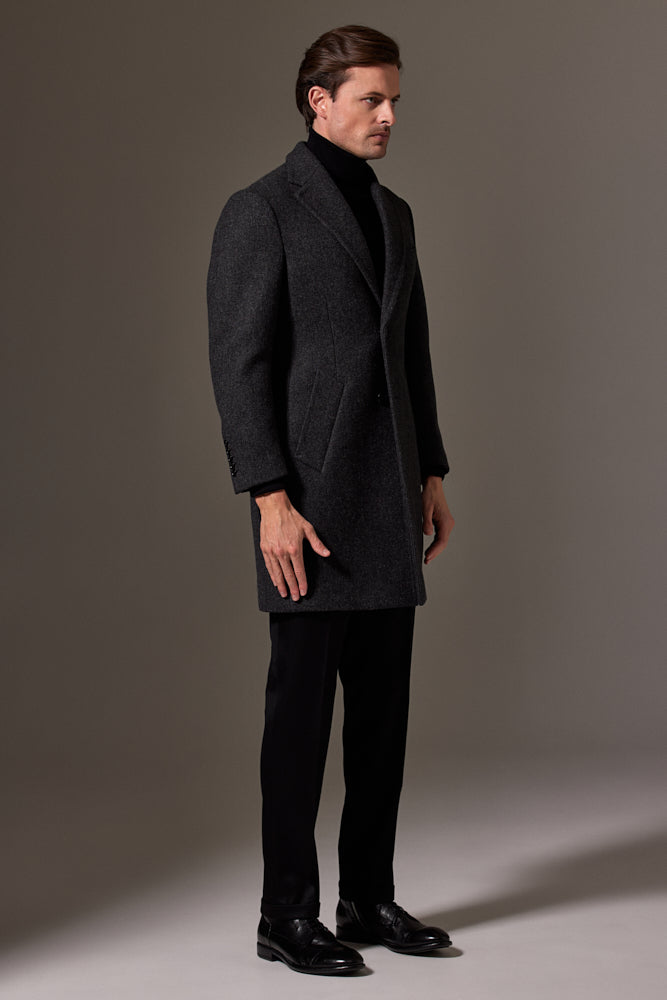 Premium Maxwell Coat - Charcoal English Wool Overcoat for Men | Classic Winter Trench Coat for Business & Formal Occasions