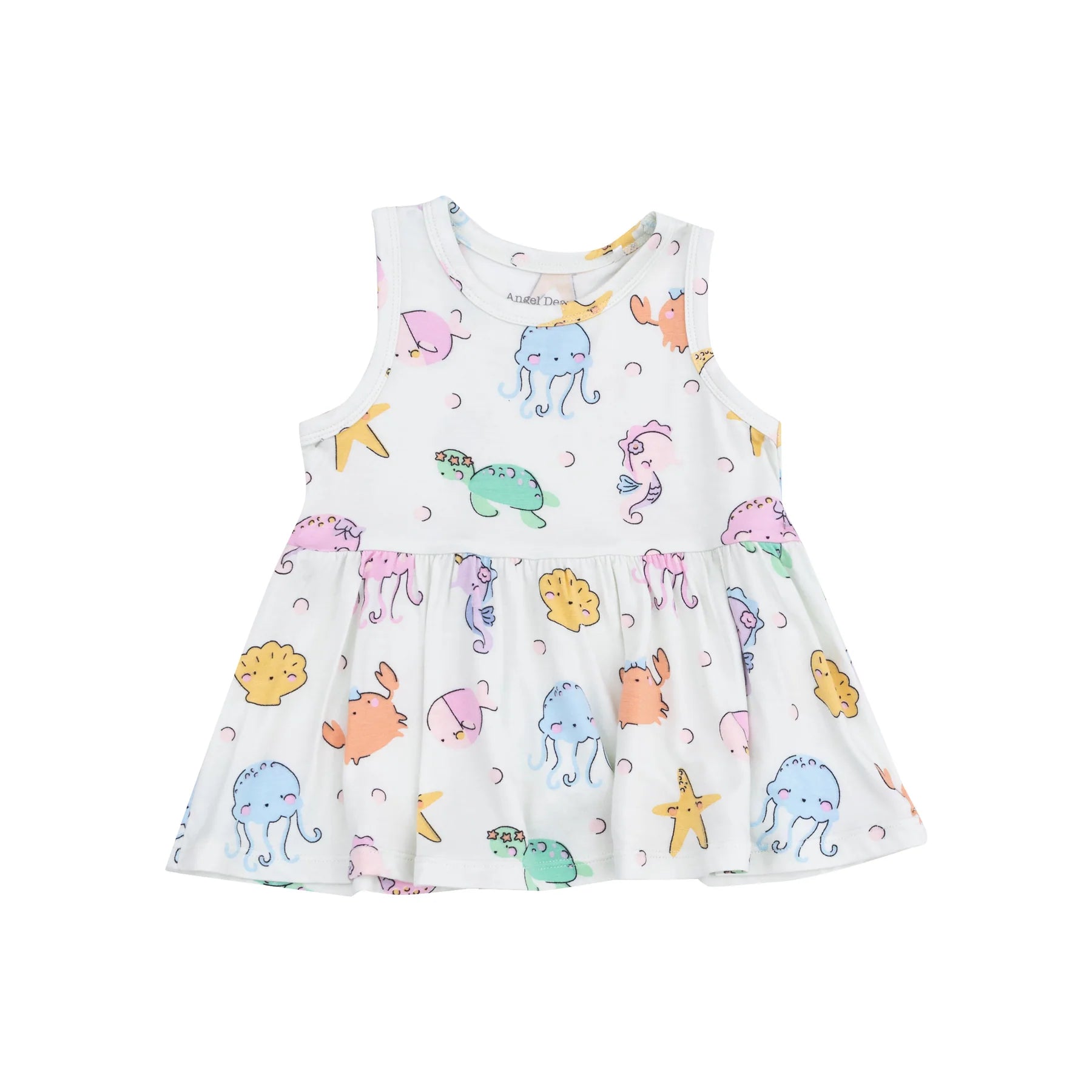 Stylish Cutie Sea Creatures Peplum Tank Top & Bike Shorts Set - Women's Summer Beach Outfit for Swimming, Yoga & Casual Wear