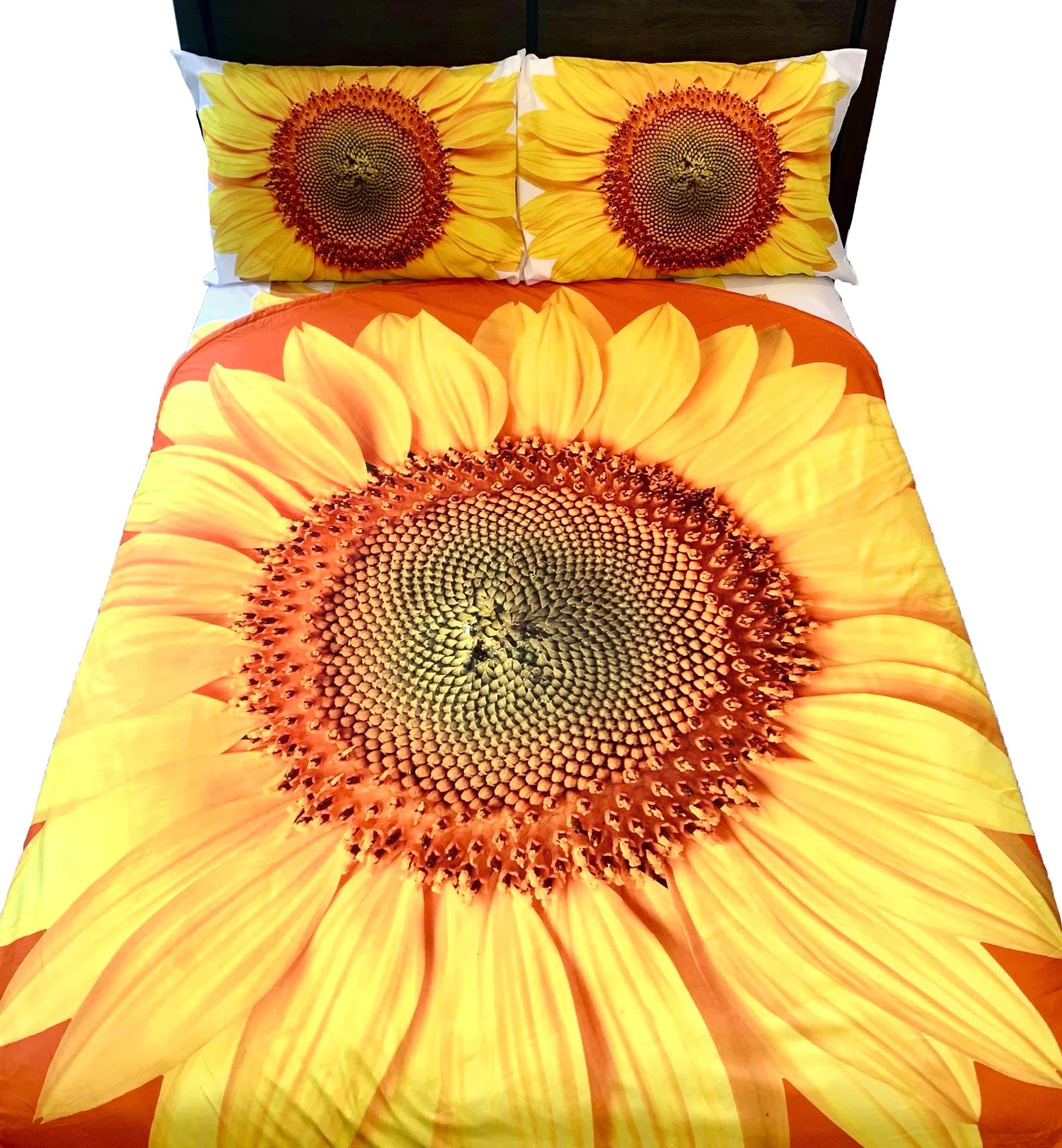 Sunflower 5-Piece Kids Twin Bed Set - Round Comforter, 2 Pillowcases & Sheet Set | Super Soft Microfiber Flannel Bedding for Girls' Room Decor | Perfect for Nursery, Bedroom & Sleepovers