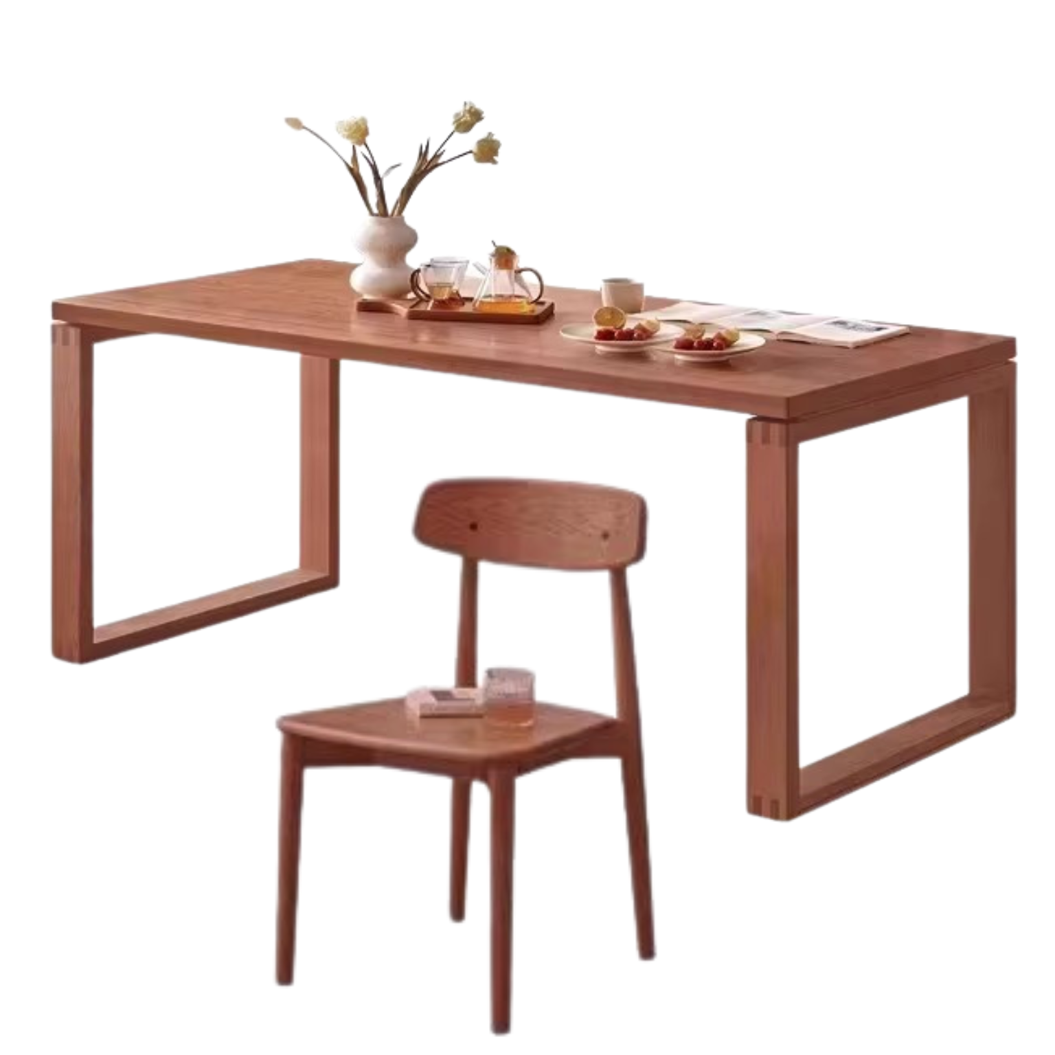 Solid Black Walnut and Oak Wood Long Dining Table - Perfect for Family Gatherings, Dinner Parties & Farmhouse Style Dining Rooms