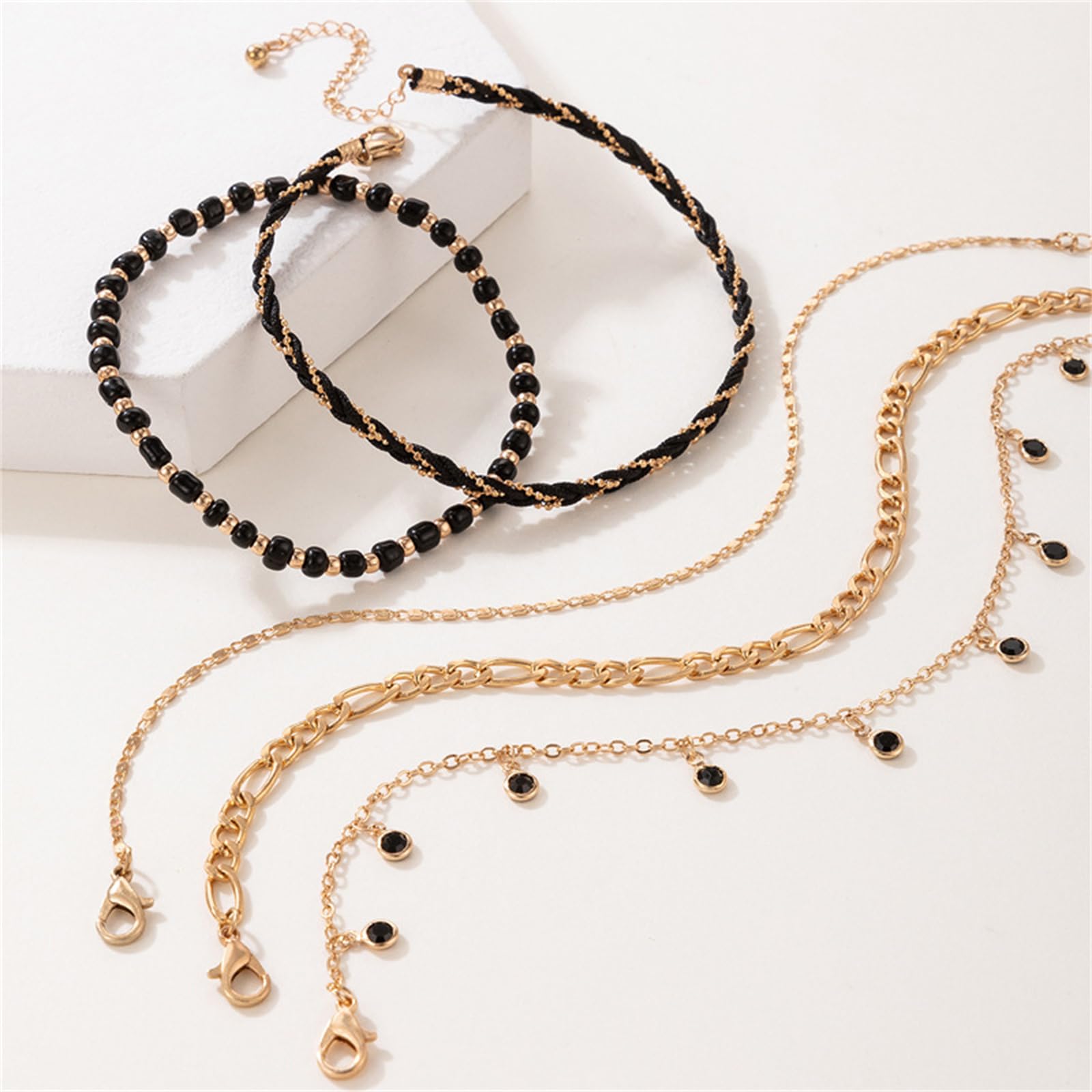 5Pcs Bohemian Layered Beaded Ankle Bracelets for Women - Dainty Stackable Seed Beads Elastic Foot Chain Jewelry - Perfect for Beach, Festival, and Summer Outfits