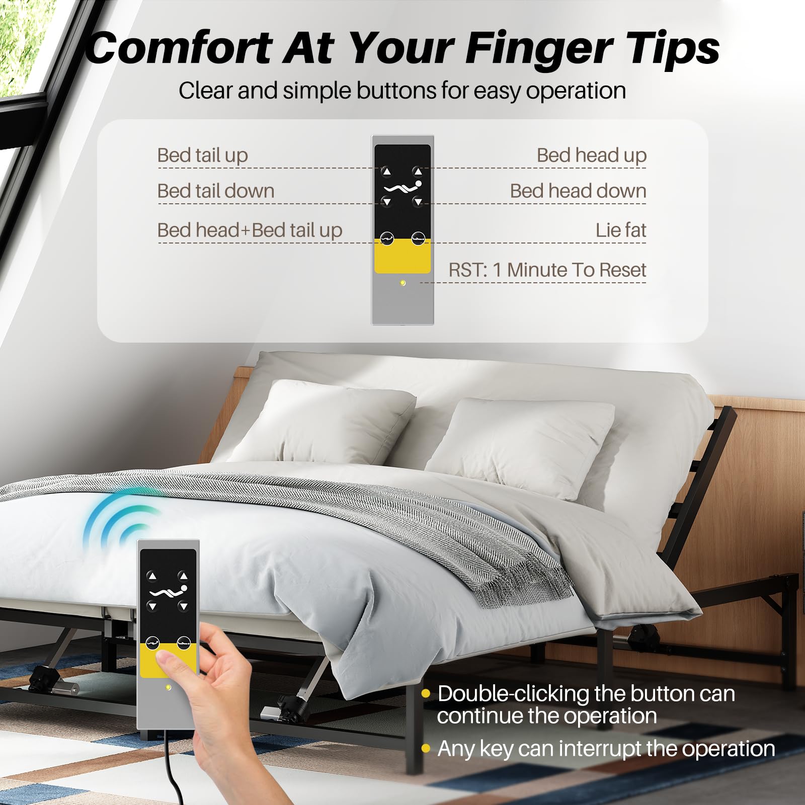 Redlife Queen Adjustable Bed Frame - Electric Bed Base with Remote Control, Independent Head/Foot Incline & Zero Gravity Position | Easy Assembly for Queen Mattress | Perfect for Back Pain Relief, Reading in Bed & Home Theater Setup