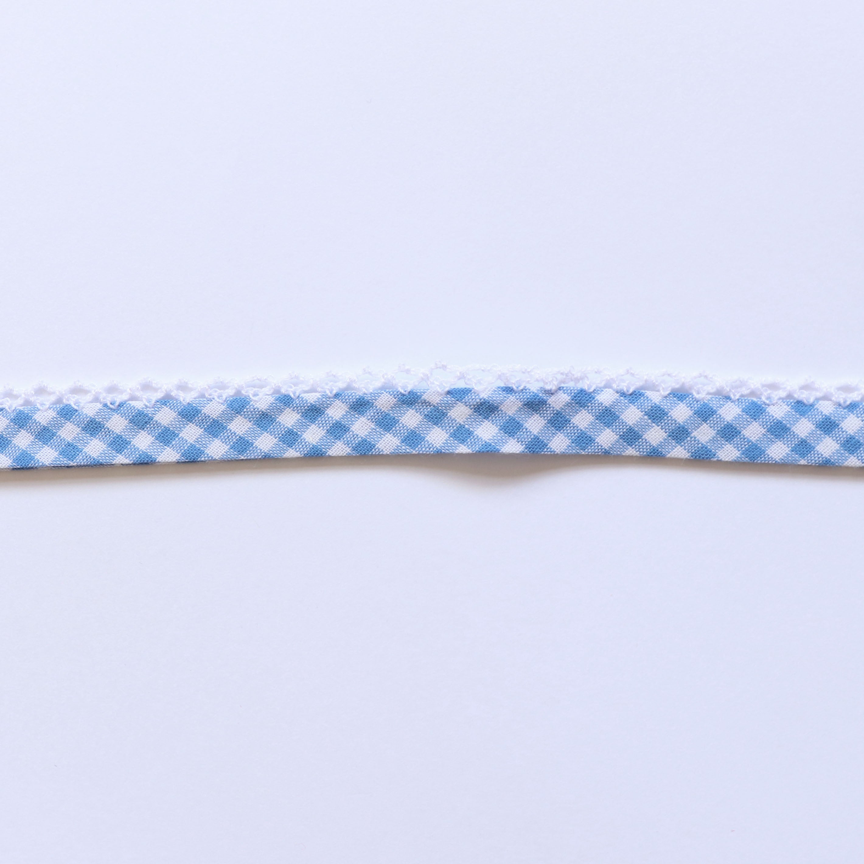 Sky Blue Gingham Crochet Cotton Bias Binding 20mm - Perfect for DIY Sewing, Quilting, Dressmaking & Craft Projects