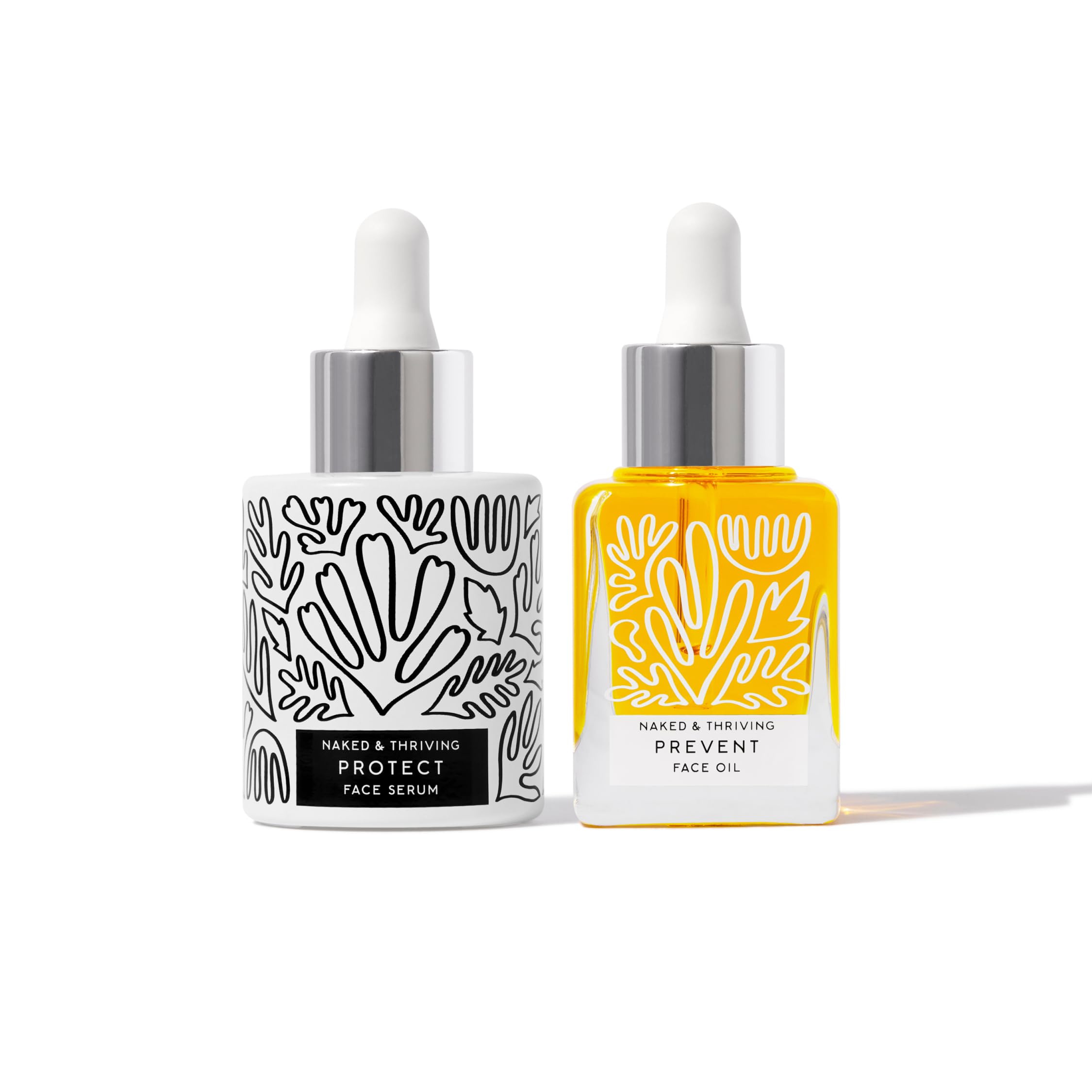 Naked & Thriving Limited Edition Day Set - Antioxidant Day Serum (30 mL) & Anti-Aging Face Oil (35 mL) with Hyaluronic Acid, Moringa & Rosehip Oil - Skincare Duo for Hydration & Wrinkle Prevention - Perfect for Morning Routine & Daily Protection - 65 mL/2.18 fl oz (Set of 2)