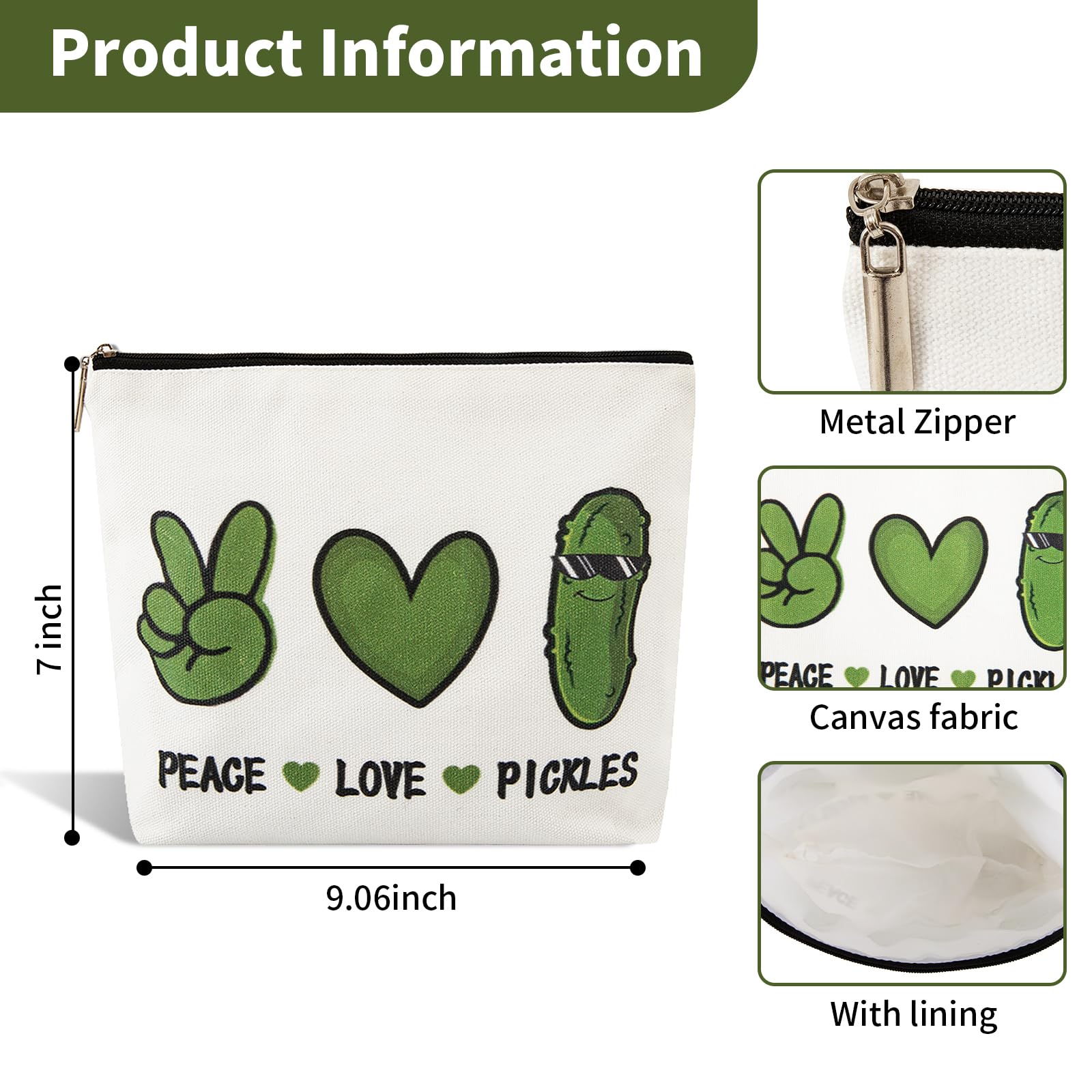 Funny Pickle-Themed Makeup Bags for Women - Cute Travel Cosmetic Pouches - Perfect Gift for Pickle Lovers, Friends, Daughter & Mom - Birthday, Christmas & Friendship Surprise - Great for Travel, Gym & Daily Use
