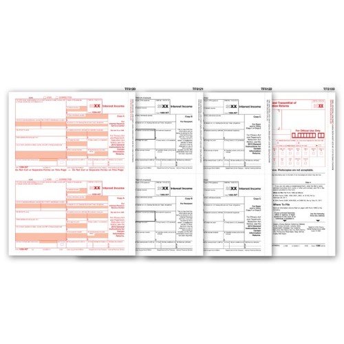 Laser 1099 INT Income Tax Form Set - 4 Part Carbonless Copies for Small Business & Accountants | Perfect for Tax Filing, Bookkeeping & Financial Reporting