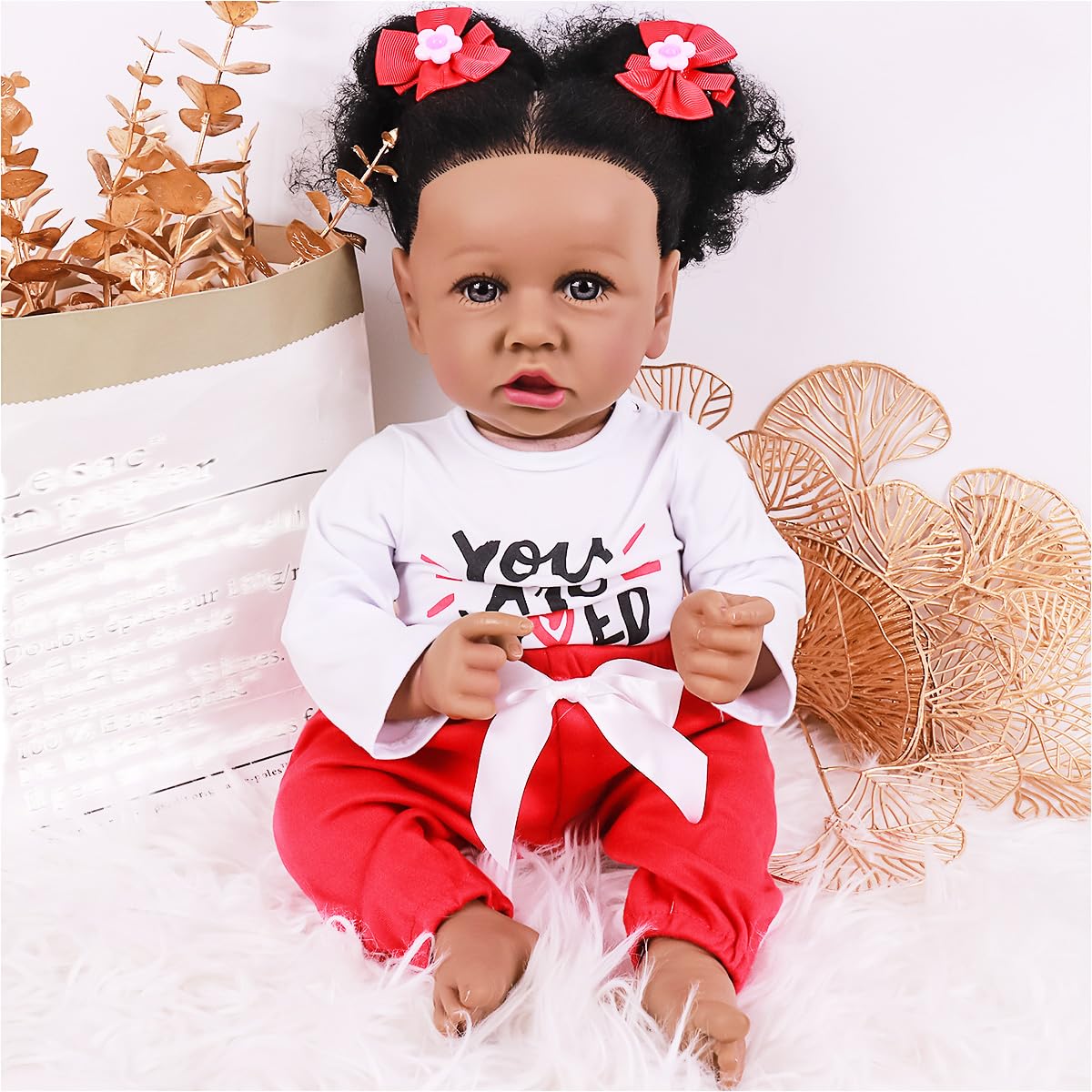 22 Inch Realistic African American Reborn Baby Doll - Lifelike Soft Body Newborn Doll for Kids Age 3+ | Perfect Gift, Role Play, Nursery Decoration & Collectible