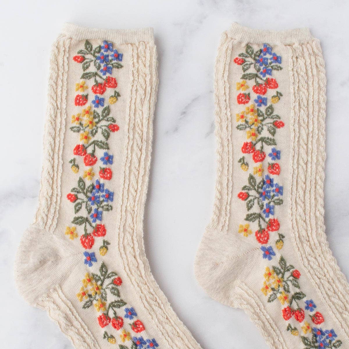 Strawberry Print Cotton Crew Socks for Women - Soft Breathable Casual Socks for Everyday Wear, Gym, Home & Gifts