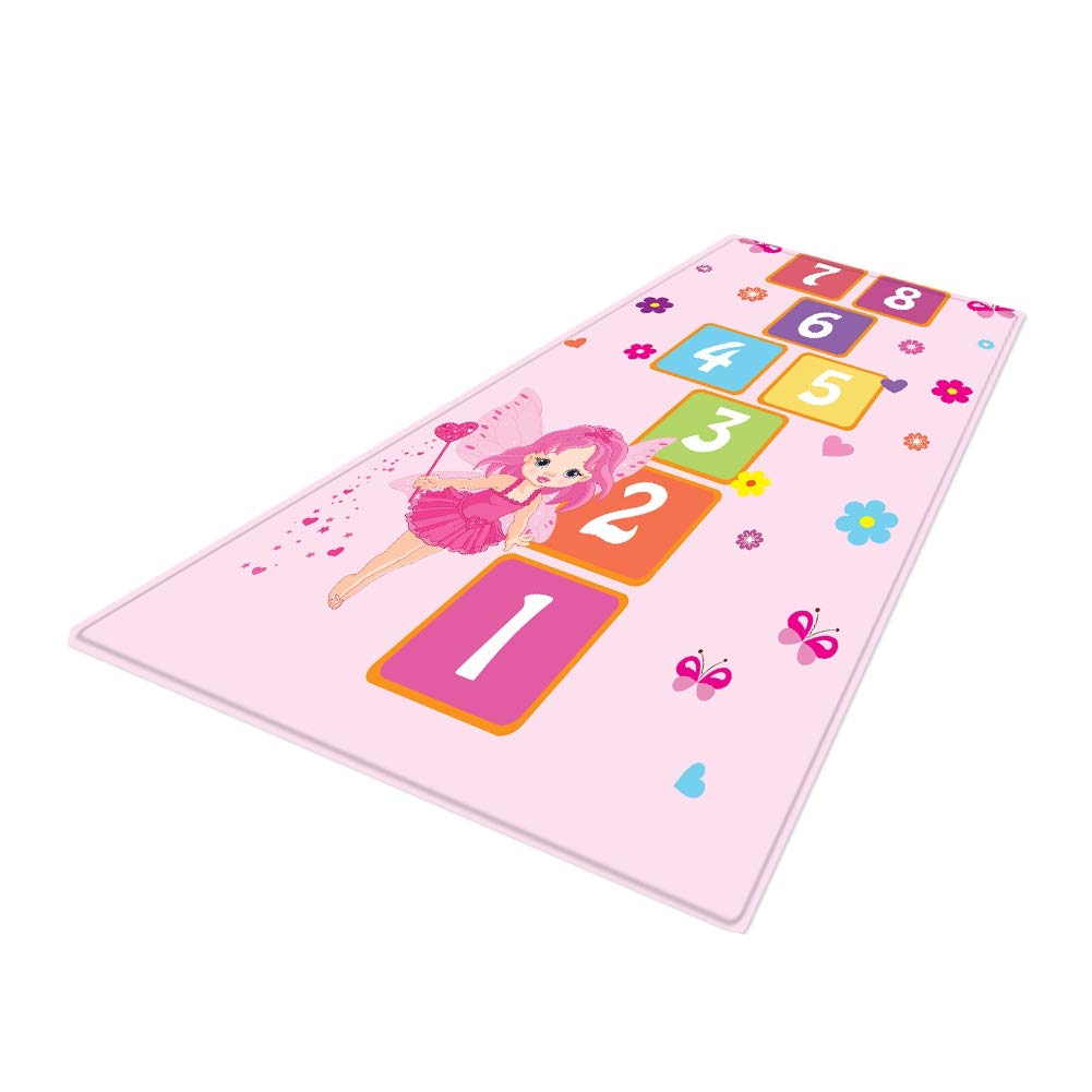 Pink Hopscotch Playmat for Girls - Soft, Durable Educational Rug for Nursery, Playroom & Bedroom - Creative Toddler Crawling Mat for Indoor Play and Learning Activities