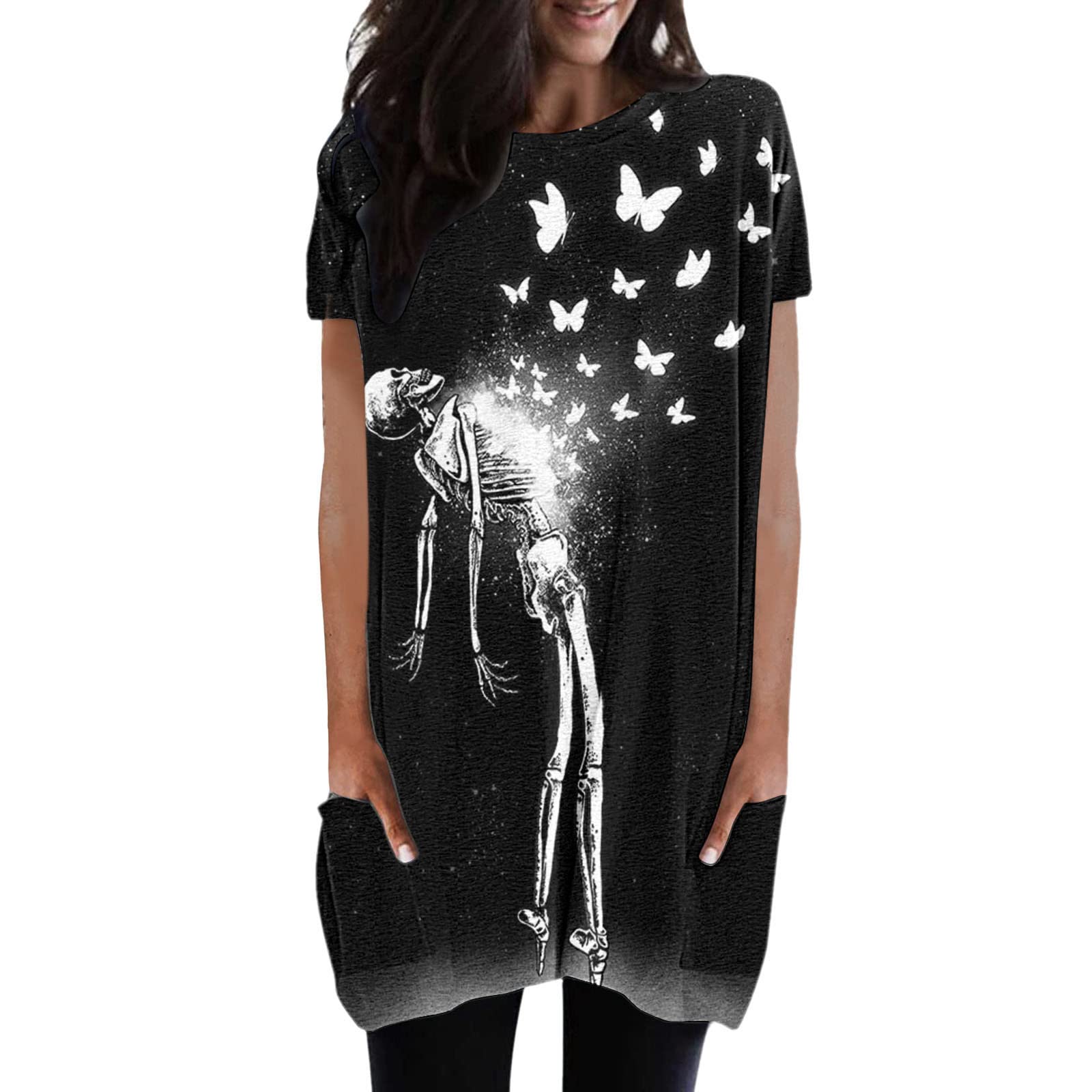 Women's Summer Casual Printed Loose Pullover Crewneck Short Sleeve Tunic Tops - Color Plus Size - Perfect for Beach Outings, Vacation Wear & Everyday Comfort