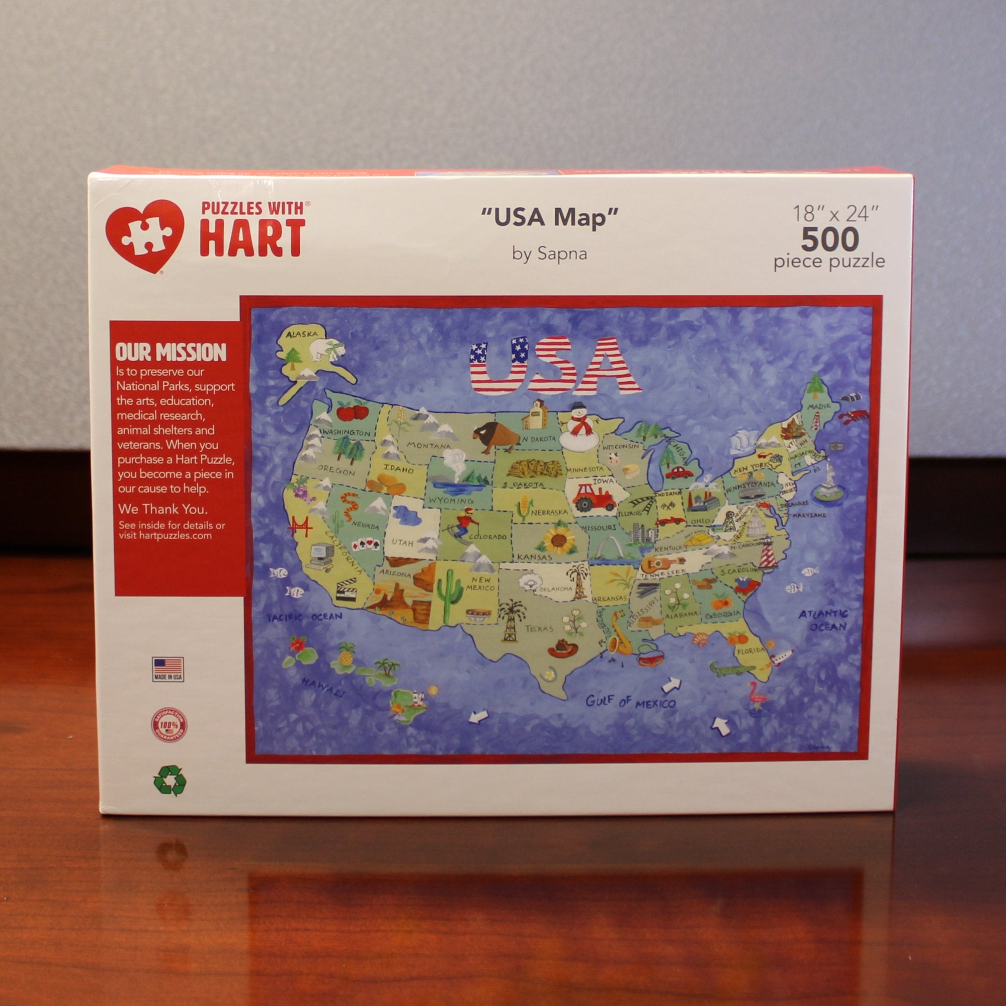 USA Map Puzzle - Educational Geography Learning Toy for Kids & Adults - Perfect for Home, Classroom & Travel Activities