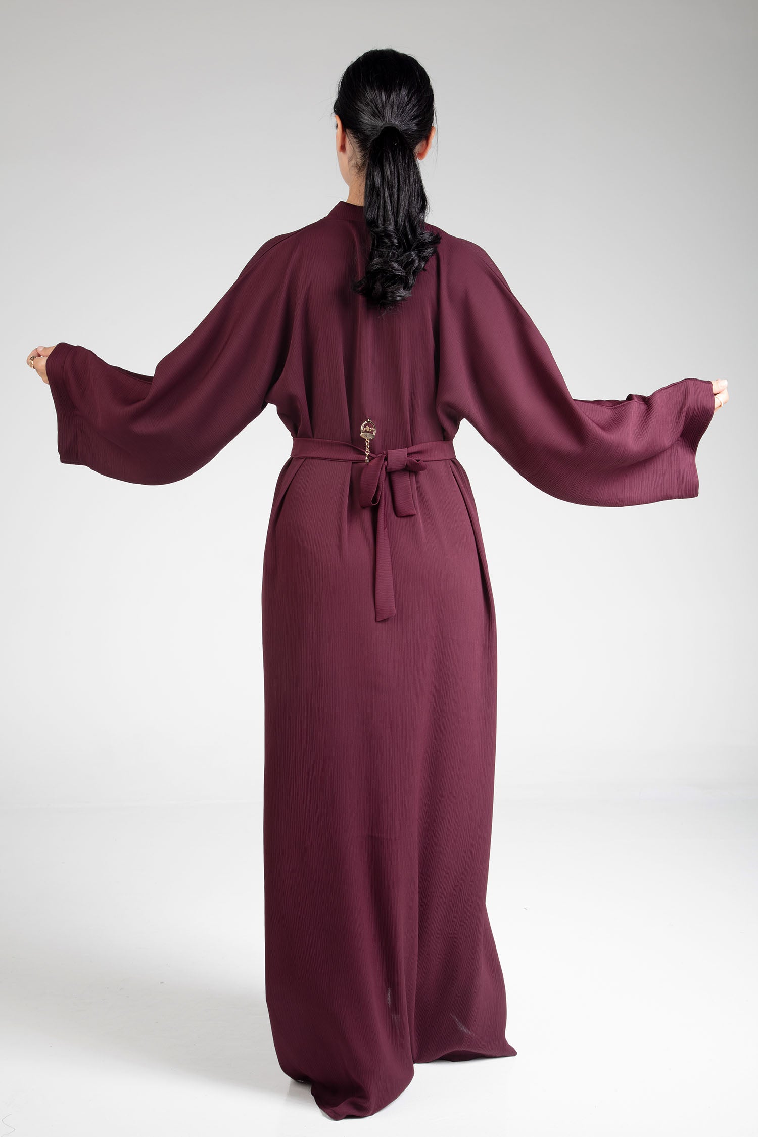 Elegant Maroon Open Abaya for Women - Modest Islamic Dress for Prayer, Eid & Special Occasions