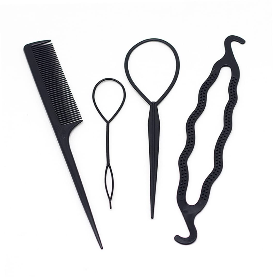 4PCS/Set Professional Hair Styling Tool Kit - Hair Braiding Accessories & Ponytail Maker for All Hair Types | Perfect for DIY Hairstyles, Salon Use, and Everyday Styling at Home or On-the-Go