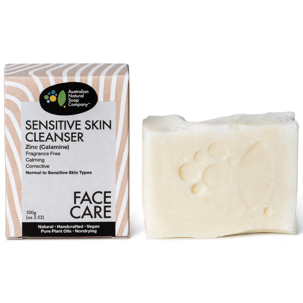Australian Natural Soap Company Calamine Face Cleansing Bar for Sensitive Skin - Gentle Soap for Acne, Eczema & Rosacea Care - Perfect for Daily Face Wash & Travel Skincare