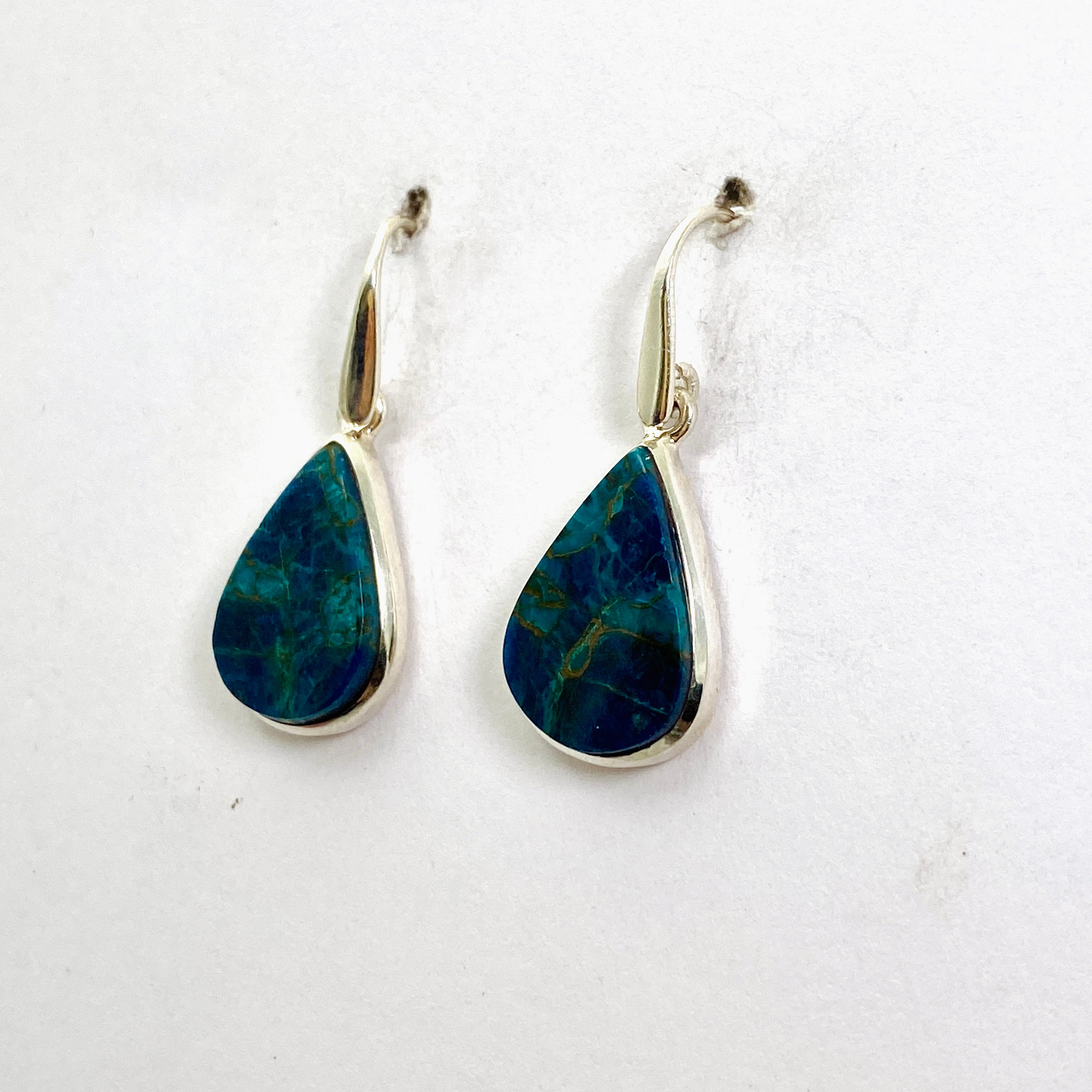Shattuckite Teardrop Cabochon Earrings - Handmade Blue Gemstone Jewelry for Women | Perfect for Boho Style, Gift Giving & Special Occasions