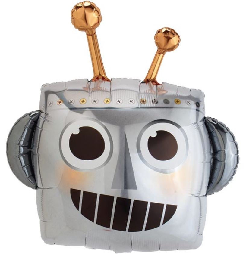 35Inches Robot Head Foil Balloon - Futuristic Party Decor for Birthday, Baby Shower & Sci-Fi Themed Events
