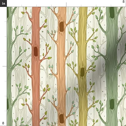 Spring Forest Woodland Green Nursery Fabric - Gender Neutral Nature Trees Printed on Petal Signature Cotton by The Yard - Perfect for Sewing, Quilting, Apparel, Crafts & Home Decor | Ideal for Baby Nurseries, DIY Projects & Eco-Friendly Fashion