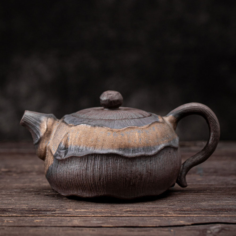 Japanese Iron Glazed Lotus Teapot - Handcrafted Ceramic Tea Pot with Infuser, Perfect for Matcha, Herbal Tea & Home Decor | Ideal for Tea Ceremonies, Gifts & Zen Style Kitchens