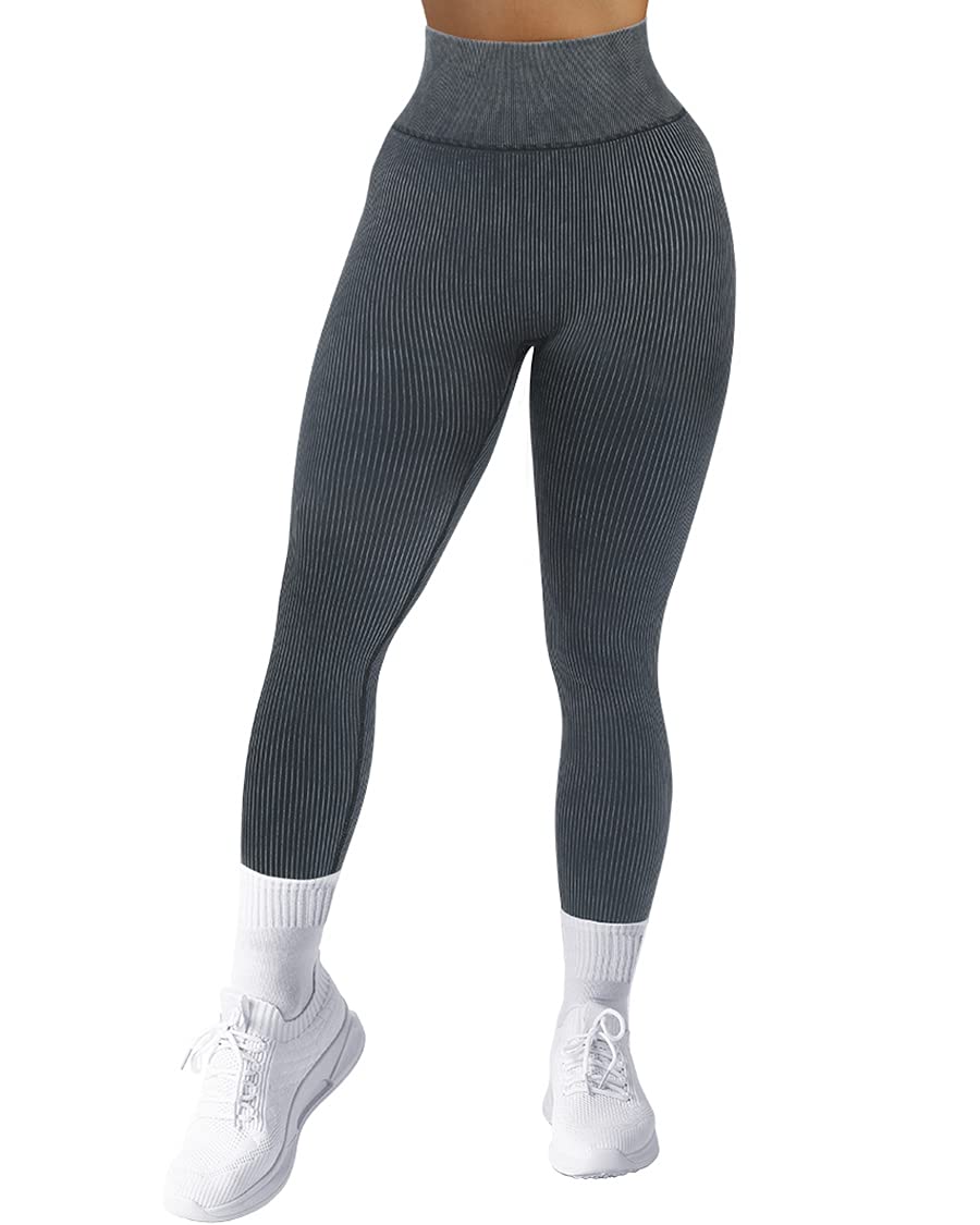 SUUKSESS Women's High Waisted Ribbed Seamless Leggings - Workout, Gym & Yoga Pants for Women - Perfect for Running, Pilates, Lounge & Everyday Wear