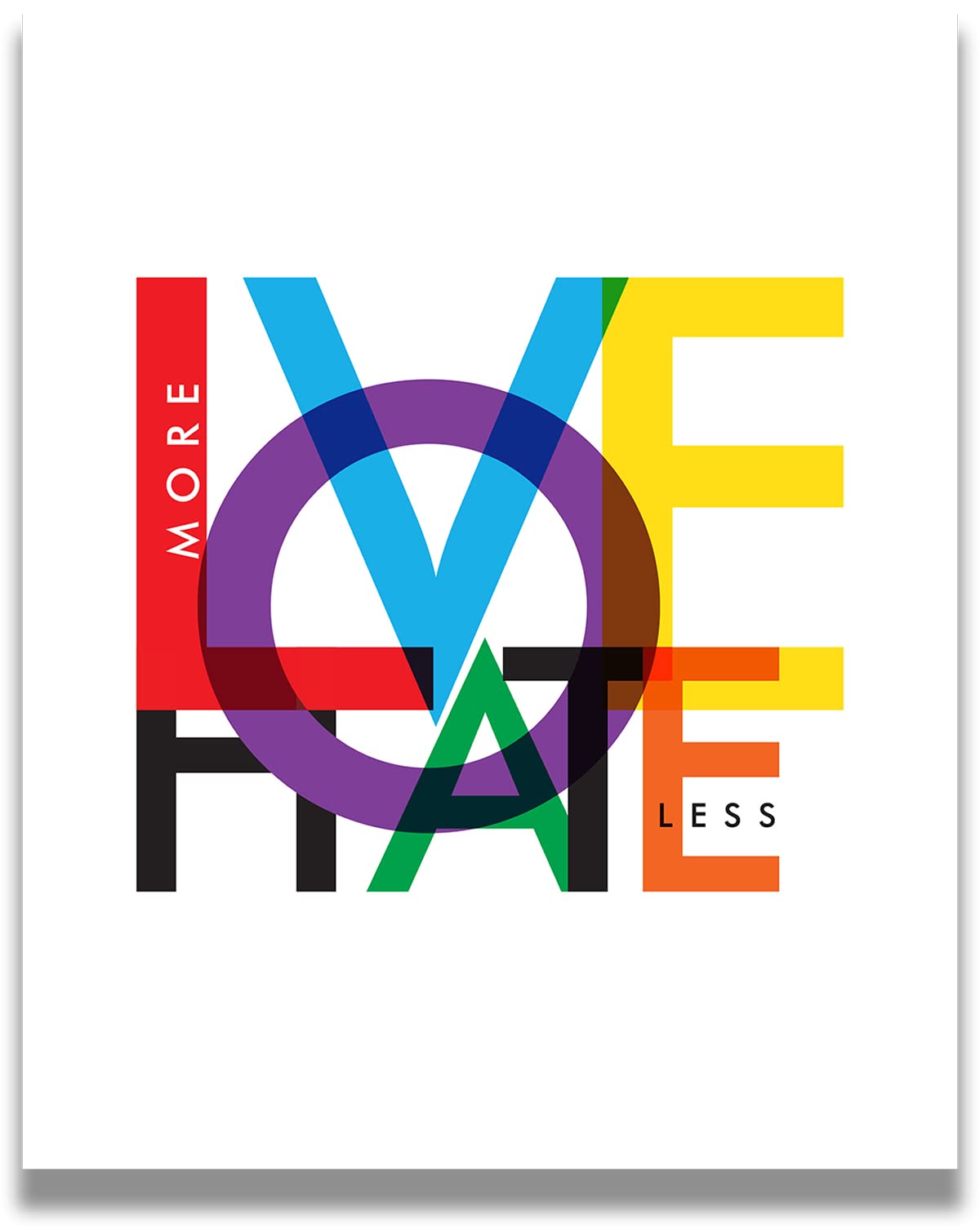 Love More Hate Less - LGBTQ Pride Wall Art Canvas (32x40 Inches) - Ready to Hang Decor for Home & Office - Perfect Gift for Gay, Lesbian & LGBTQ Rights Supporters - Pride Month Decorations & Equality Signs