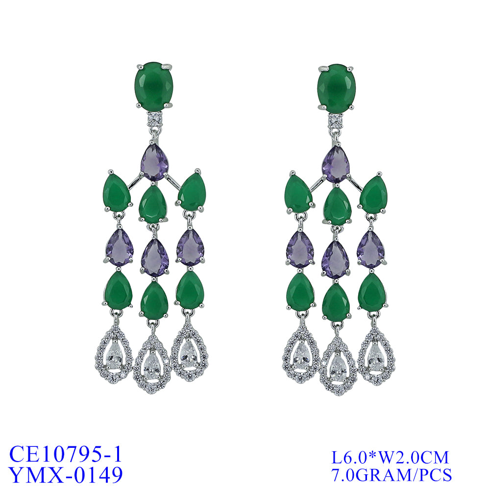 Cubic Zirconia Dangle Earrings for Women - Elegant CE10795 Jewelry for Parties, Weddings & Special Occasions