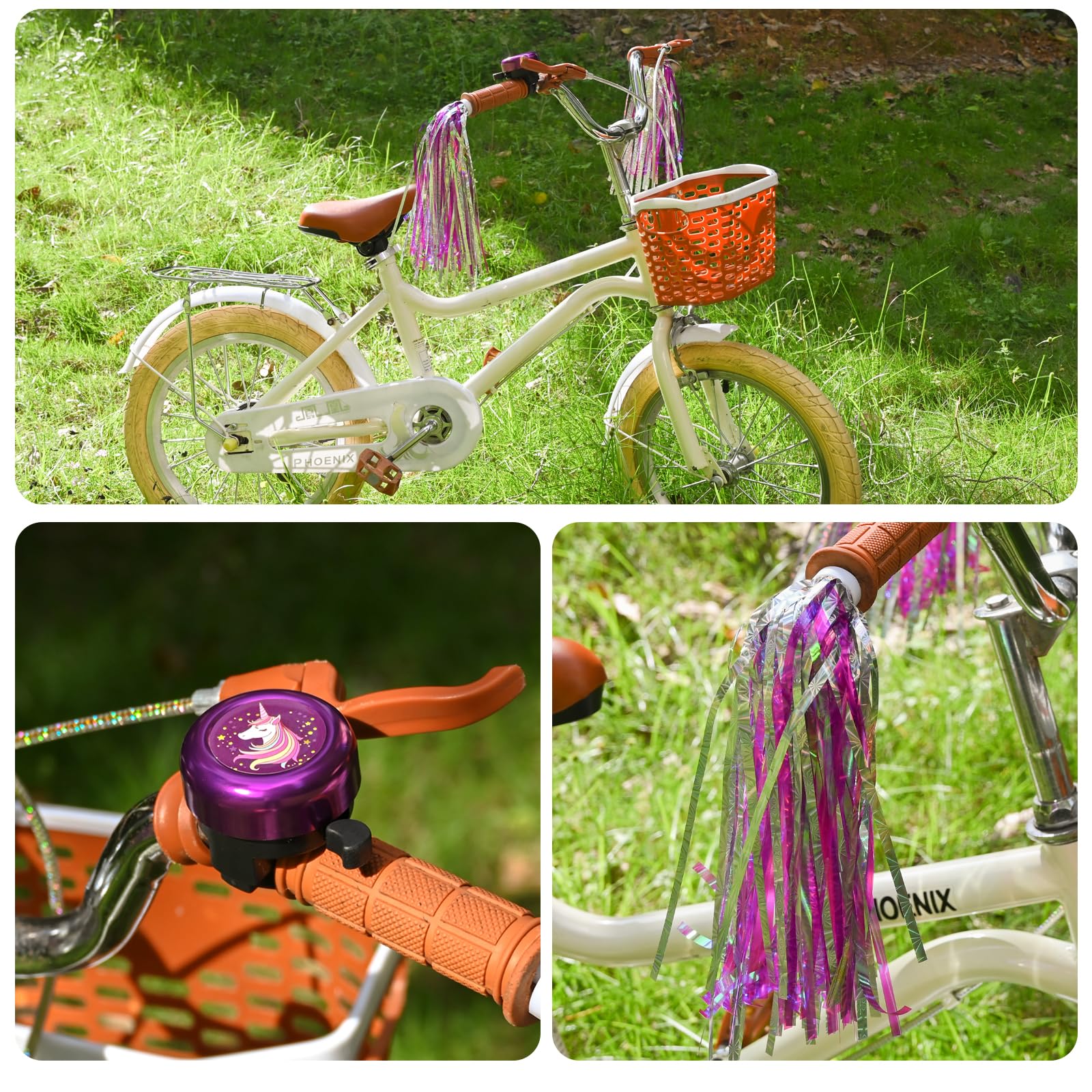 Kids Bike Bell with 2 Streamers - Cute Bicycle Accessories for Boys & Girls | Perfect for Birthday Gifts & Cycling Safety