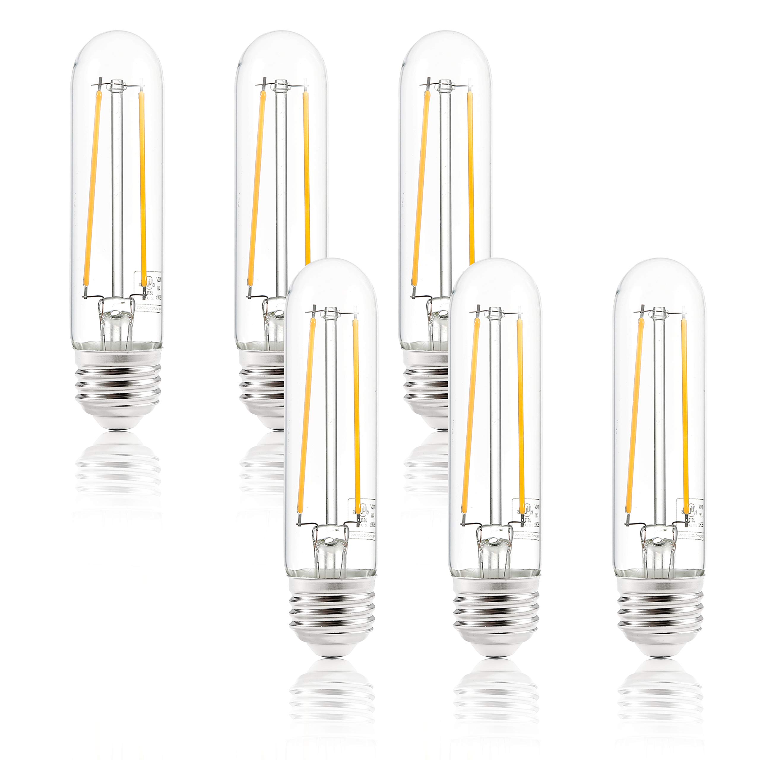 Light Society Set of 6 Sovana T10 4.9-Inch Clear LED Filament Light Bulbs 40W Equivalent - Perfect for Vintage Lamps, Pendant Lights & Home Decor