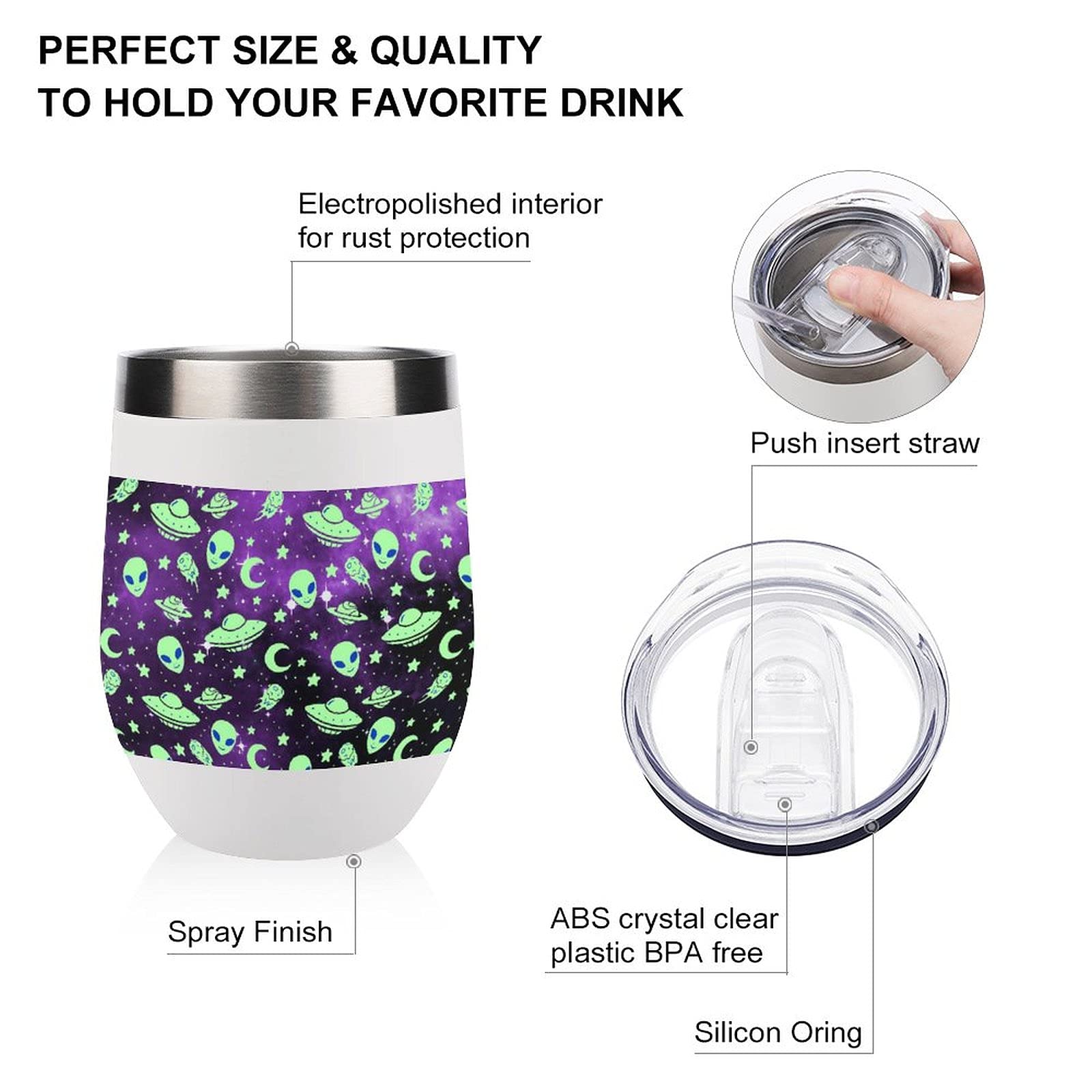 Galaxy Alien Vacuum Insulated Tumbler - Stainless Steel Travel Mug for Wine, Coffee & Drinks