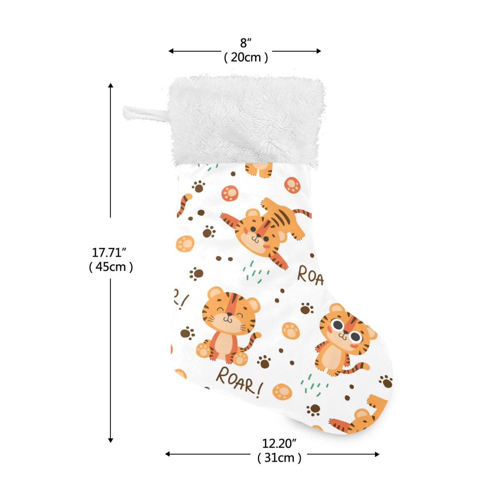 Kigai 1PCS Christmas Stockings - 18 Inch Large Cute Tiger Xmas Stocking for Fireplace Decorations, Holiday Party & Family Gift Exchange | Perfect for Christmas Tree, Mantel Decor and Festive Home Decor