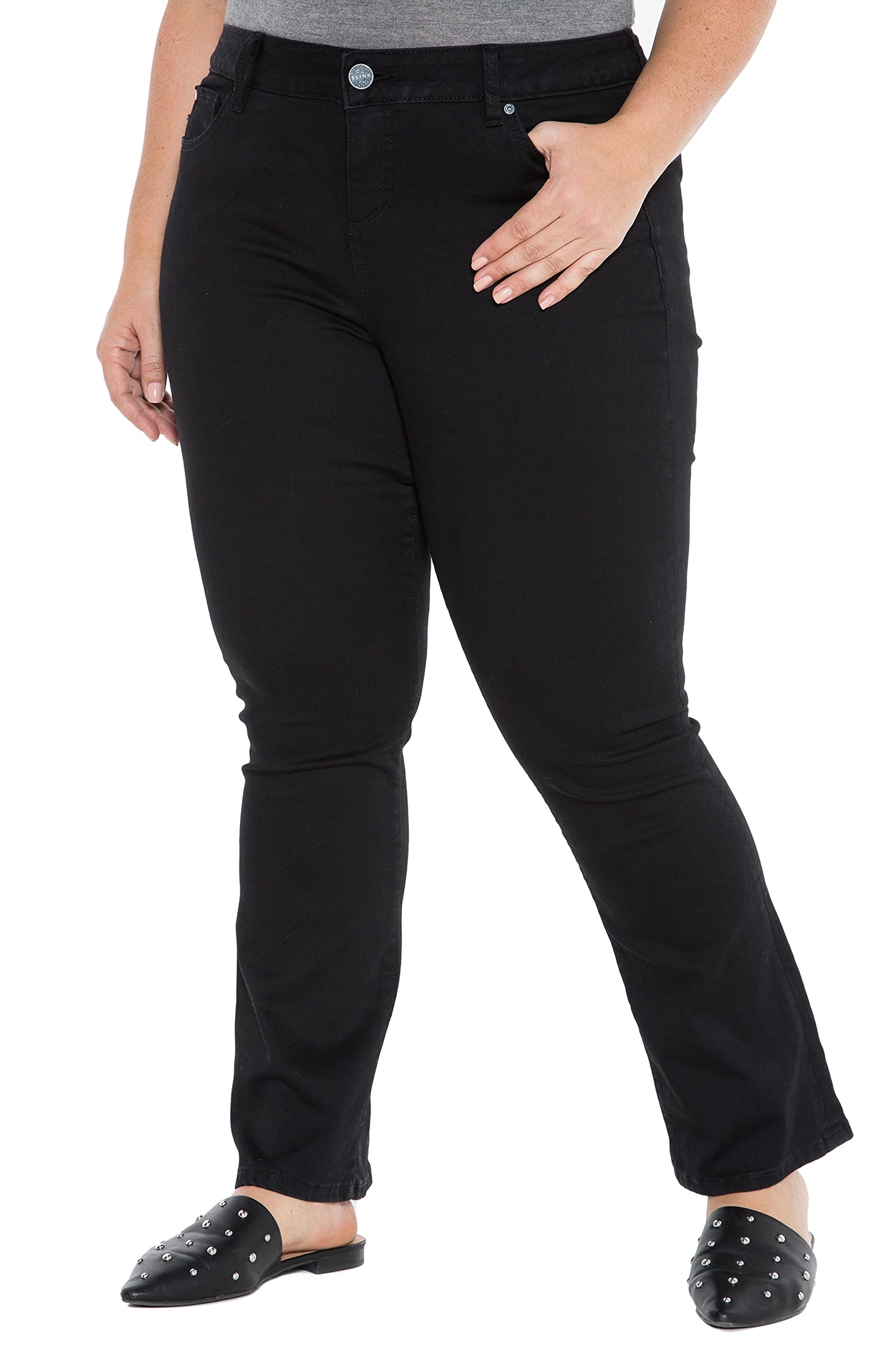 Premium Women's Plus Size Stretch High Rise Bootcut Jeans - Black | Comfortable & Flattering Fit for Curvy Figures | Perfect for Work, Casual Outings & Date Nights