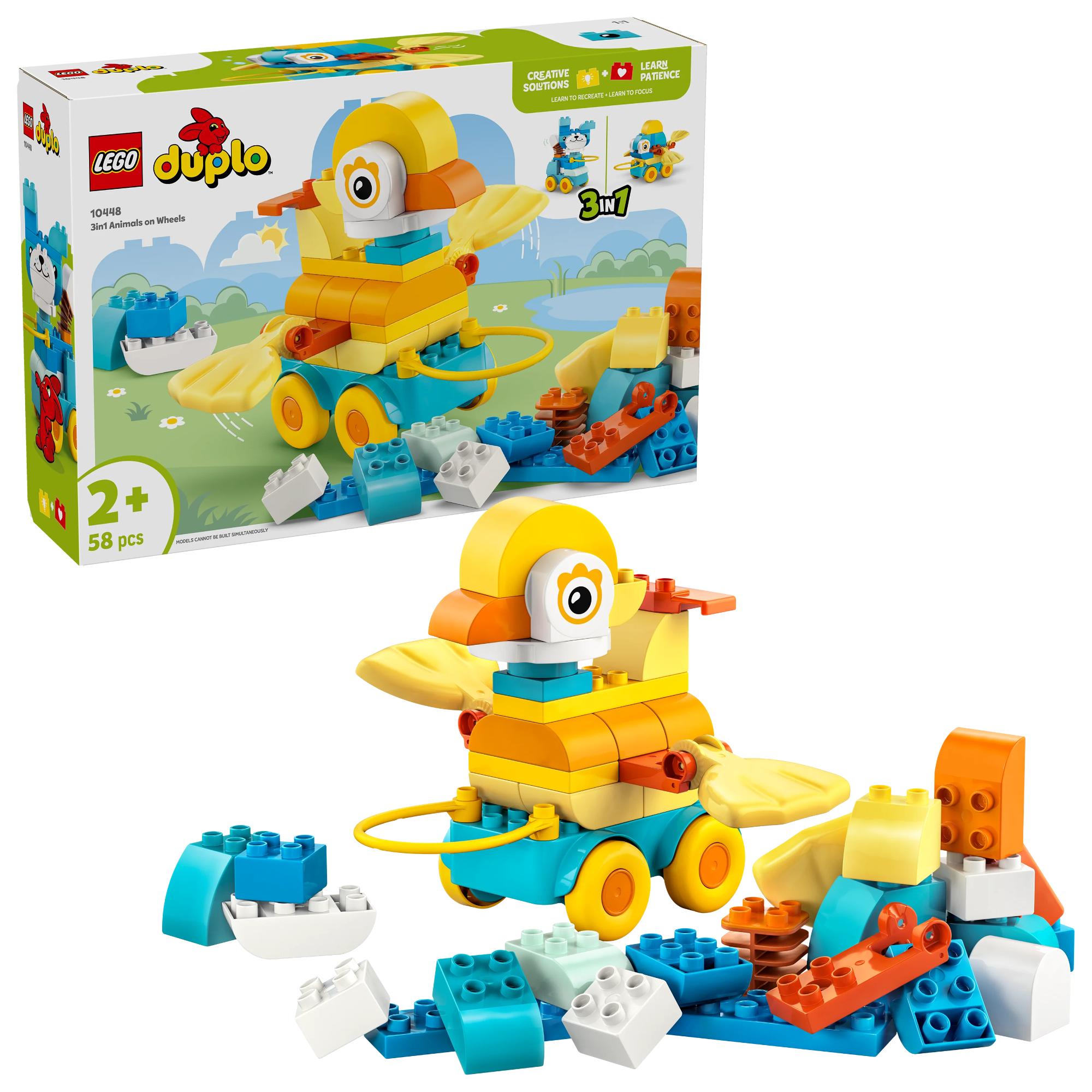 LEGO DUPLO Town: 3-in-1 Animals on Wheels Building Blocks (10448) - Creative Play for Toddlers, Preschool Learning & Family Fun