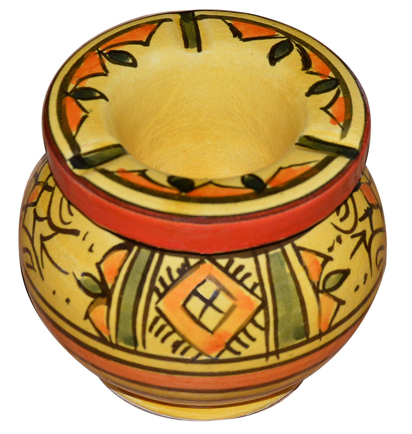 Handmade Moroccan Ceramic Ashtrays - Smokeless, Vivid Colors, Small Size for Home, Office & Outdoor Use