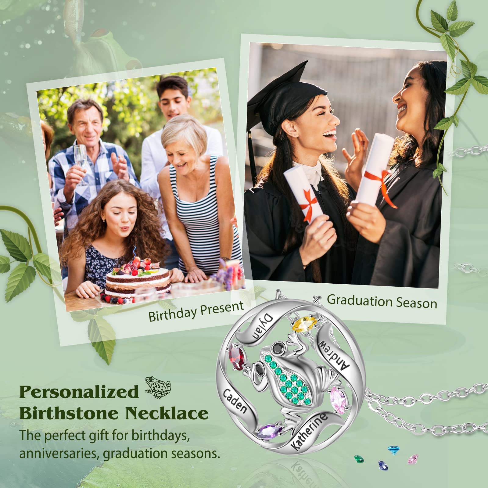 ALBERTBAND Personalized Birthstone Necklace for Women - Custom Name Mother's Day Gift for Wife, Grandma - Perfect for Anniversary, Birthday & Special Occasions