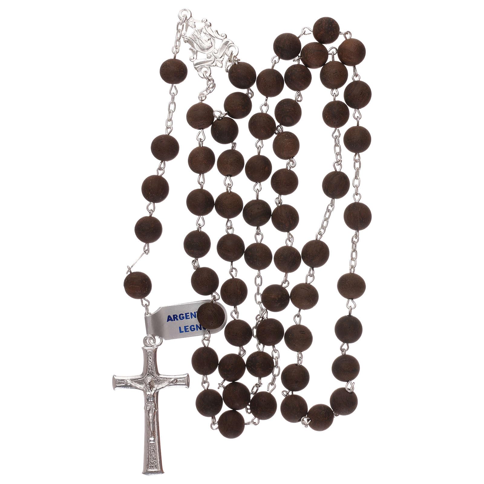 Handmade Wooden Beads Rosary with 925 Sterling Silver Cross - Catholic Prayer Beads for Devotion, Meditation & Spiritual Gifts