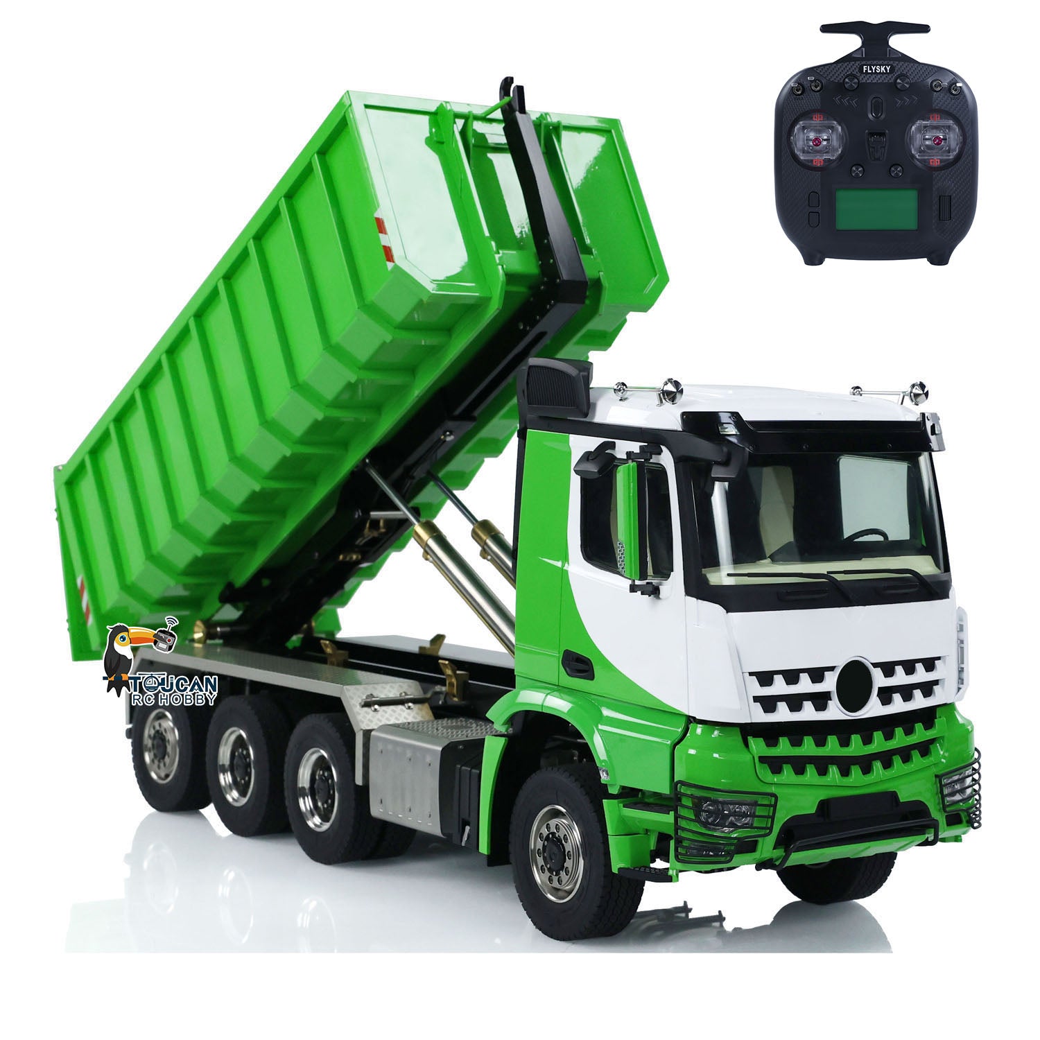 1/14 Scale 8x8 Metal Hydraulic RC Dump Truck - Remote Controlled Tipper Car with Sound & Light System - Hobby Model for Construction Play, Collectors & Off-Road Adventures