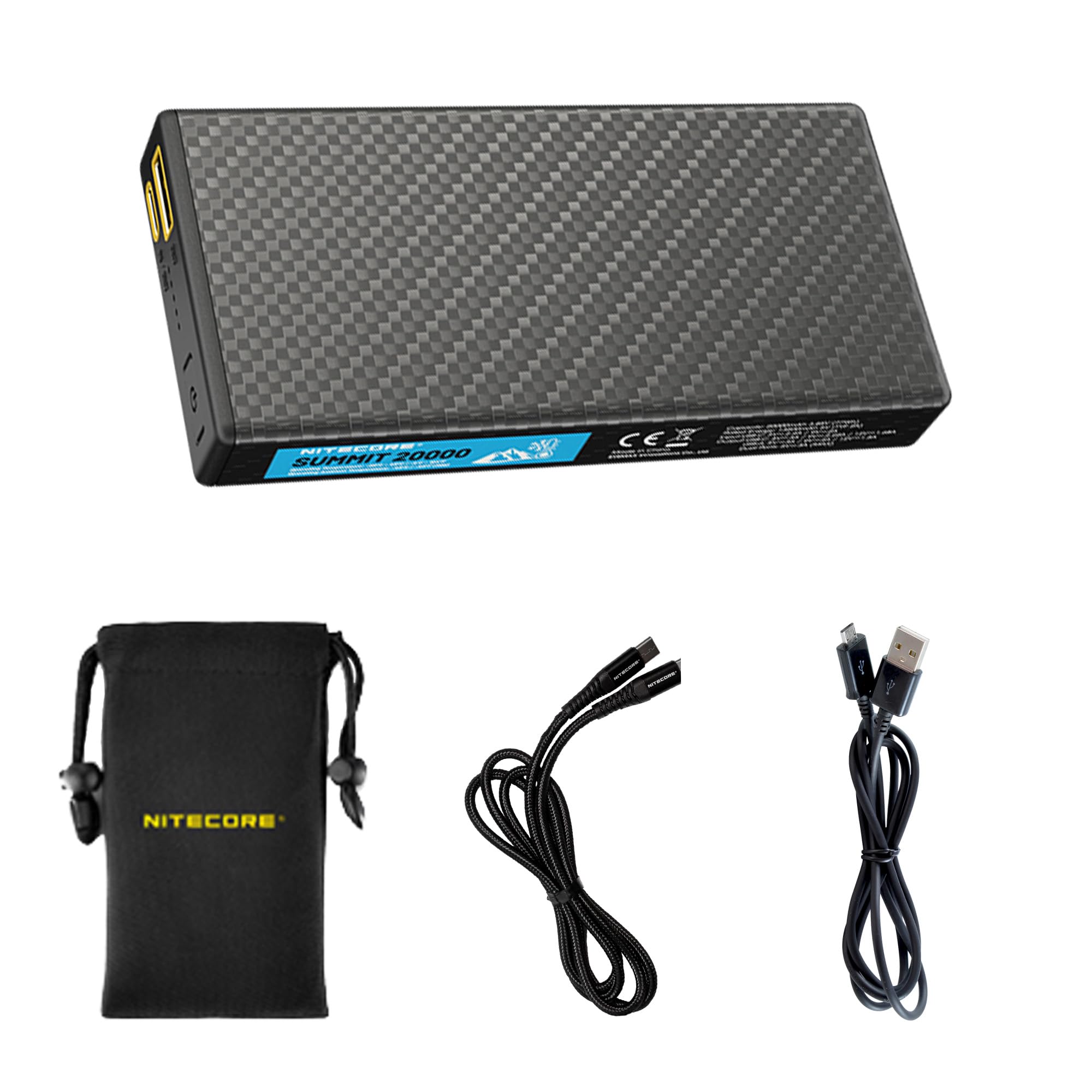 Nitecore Summit 20000 Power Bank - 20000mAh Portable Charger with USB-C QC PD Fast Charging | Low Temperature Technology | Compatible with iPhone, iPad, Galaxy & Smartphones | Includes USB-C & Micro-USB Cables | Perfect for Camping, Travel & Emergency Power Backup