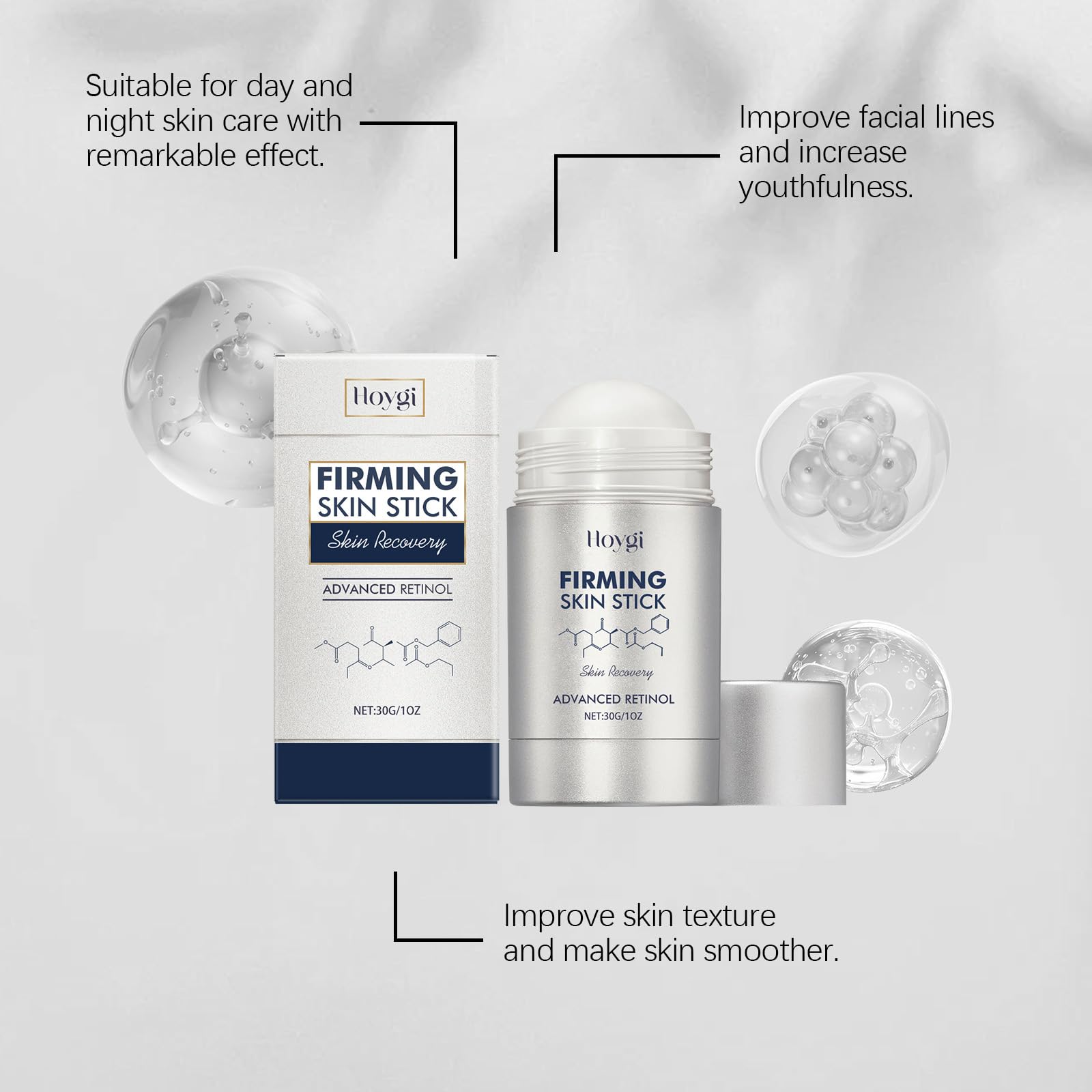 Retinol Firming Serum Stick - Anti-Aging Wrinkle Treatment for Face & Neck | Deep Moisturizing Cream to Tighten Fine Lines & Laugh Lines | Hydrates Dry Skin & Brightens Dullness | Perfect for Night Skincare Routine & Daily Anti-Wrinkle Care