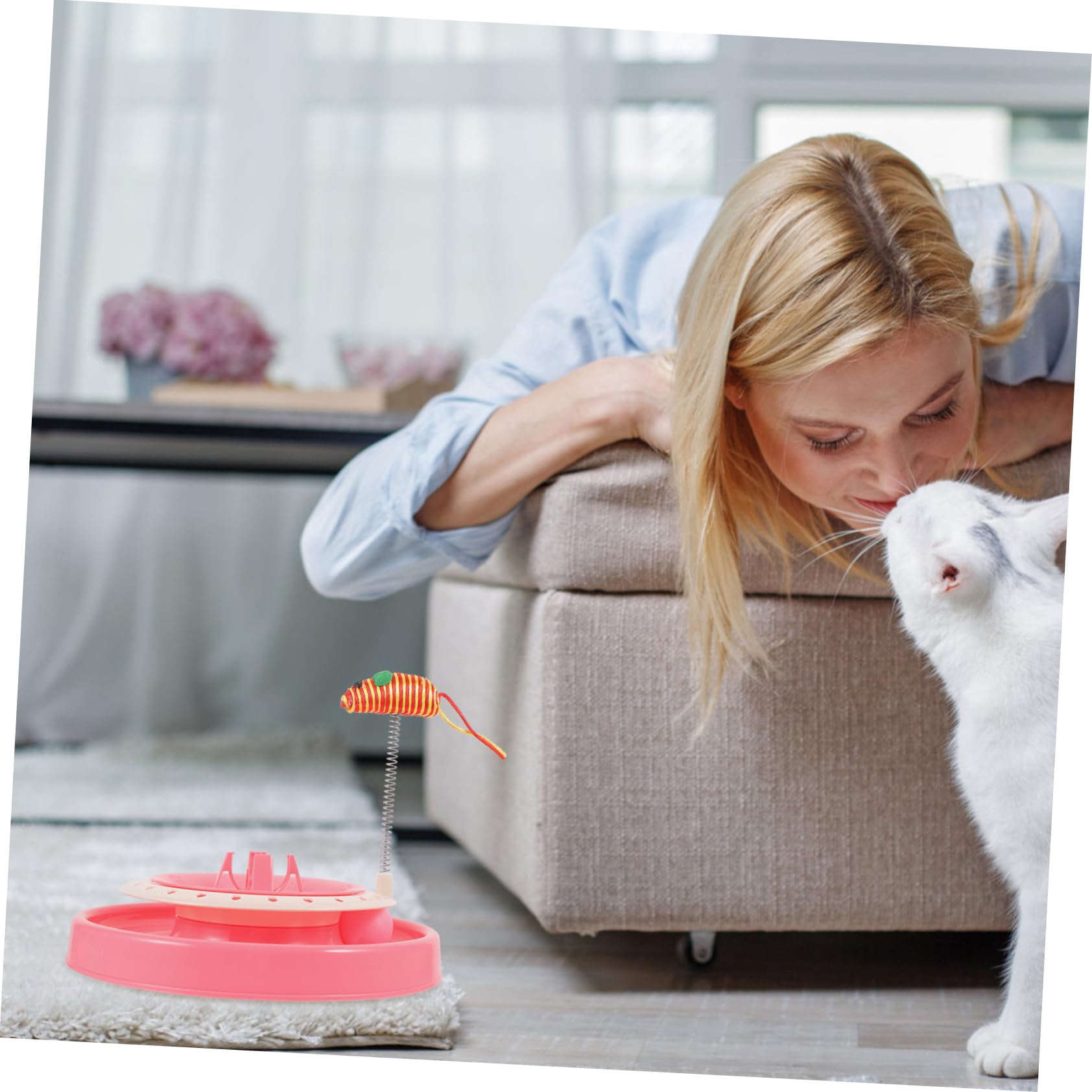 Balacoo Automatic Rotating Cat Toy - Interactive Spring Teaser Toy with Roller & Balance Game for Kittens - Fun Indoor Play for Active Cats