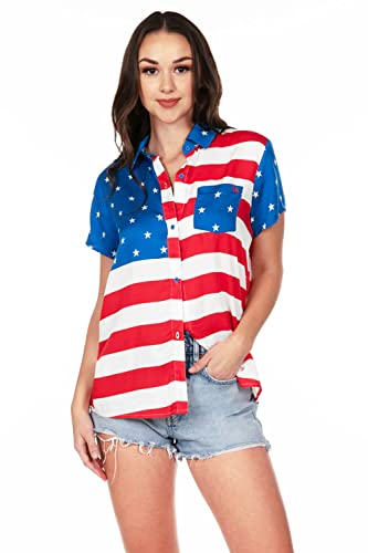 American Flag Button Down (Red White Blue)