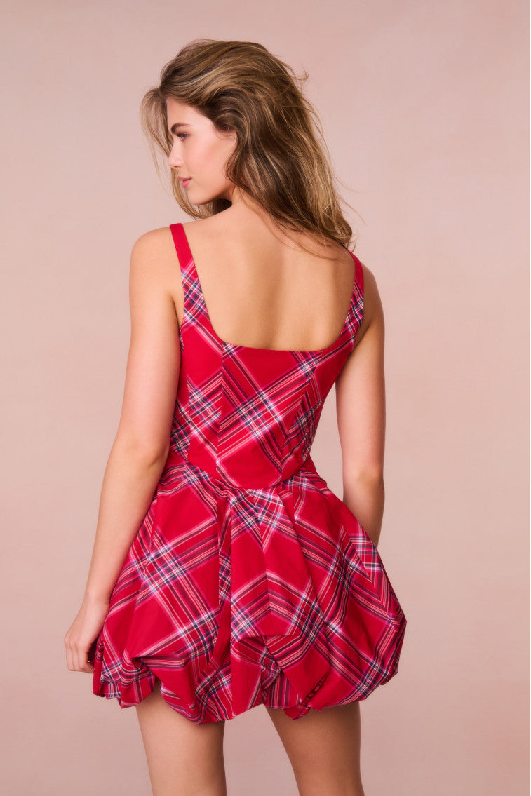Ruelle Tartan Mini Bubble Dress - Stylish Plaid Party Dress for Women | Perfect for Holiday Parties, Date Nights & Special Occasions